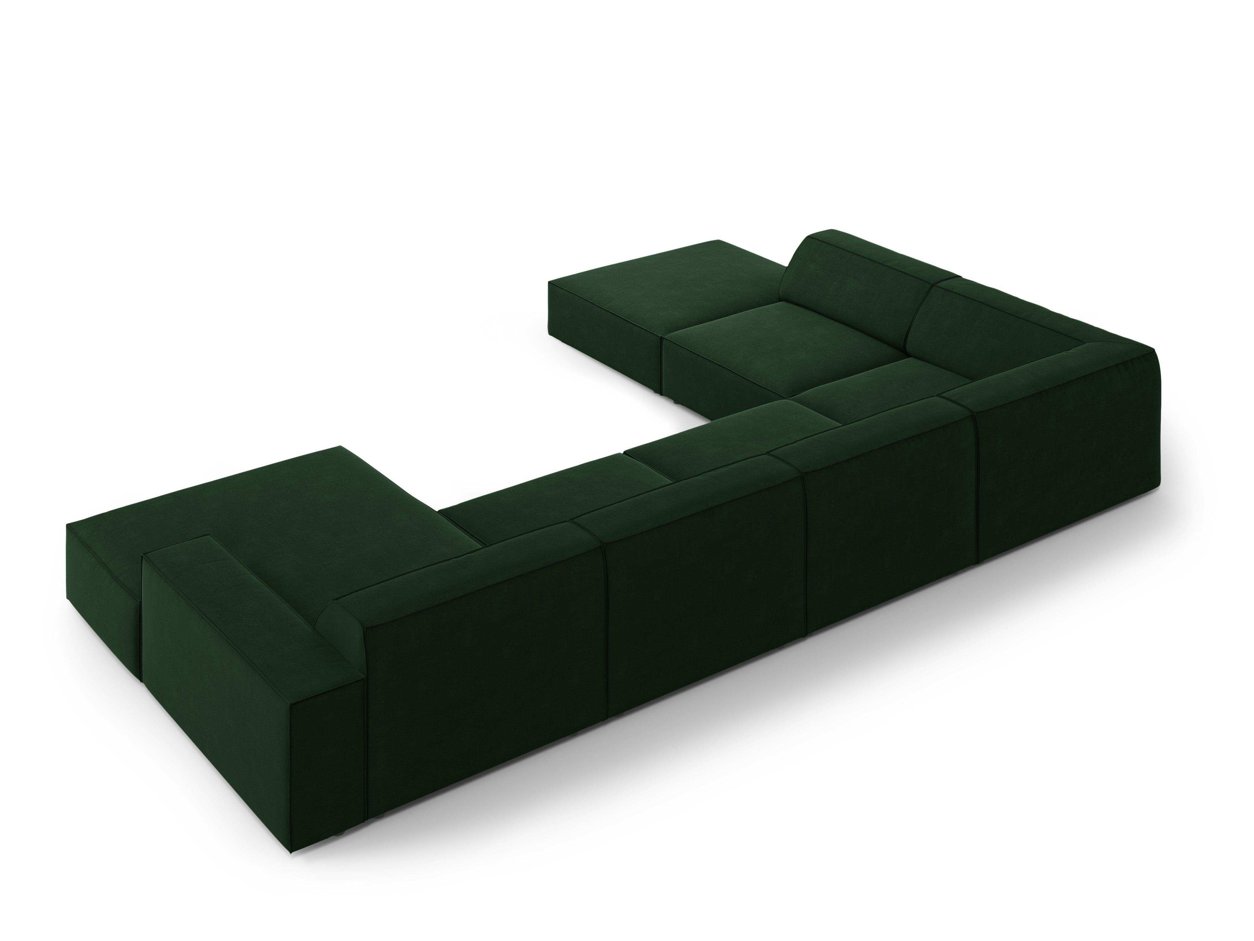 Sofa panoramiczna aksamitna lewostronna JODIE butelkowa zieleń Micadoni Eye on Design