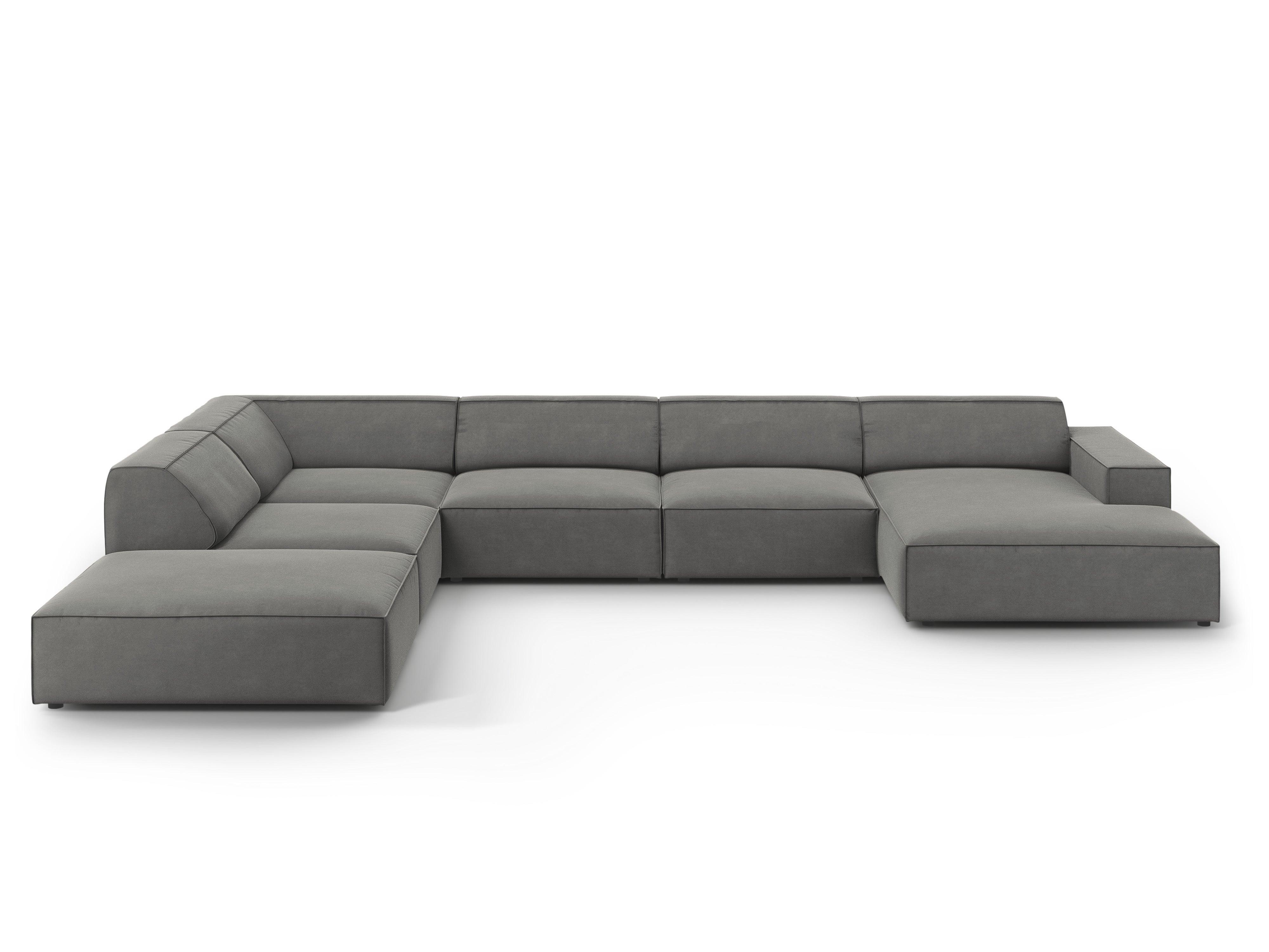 Sofa panoramiczna aksamitna lewostronna JODIE jasnoszary Micadoni Eye on Design