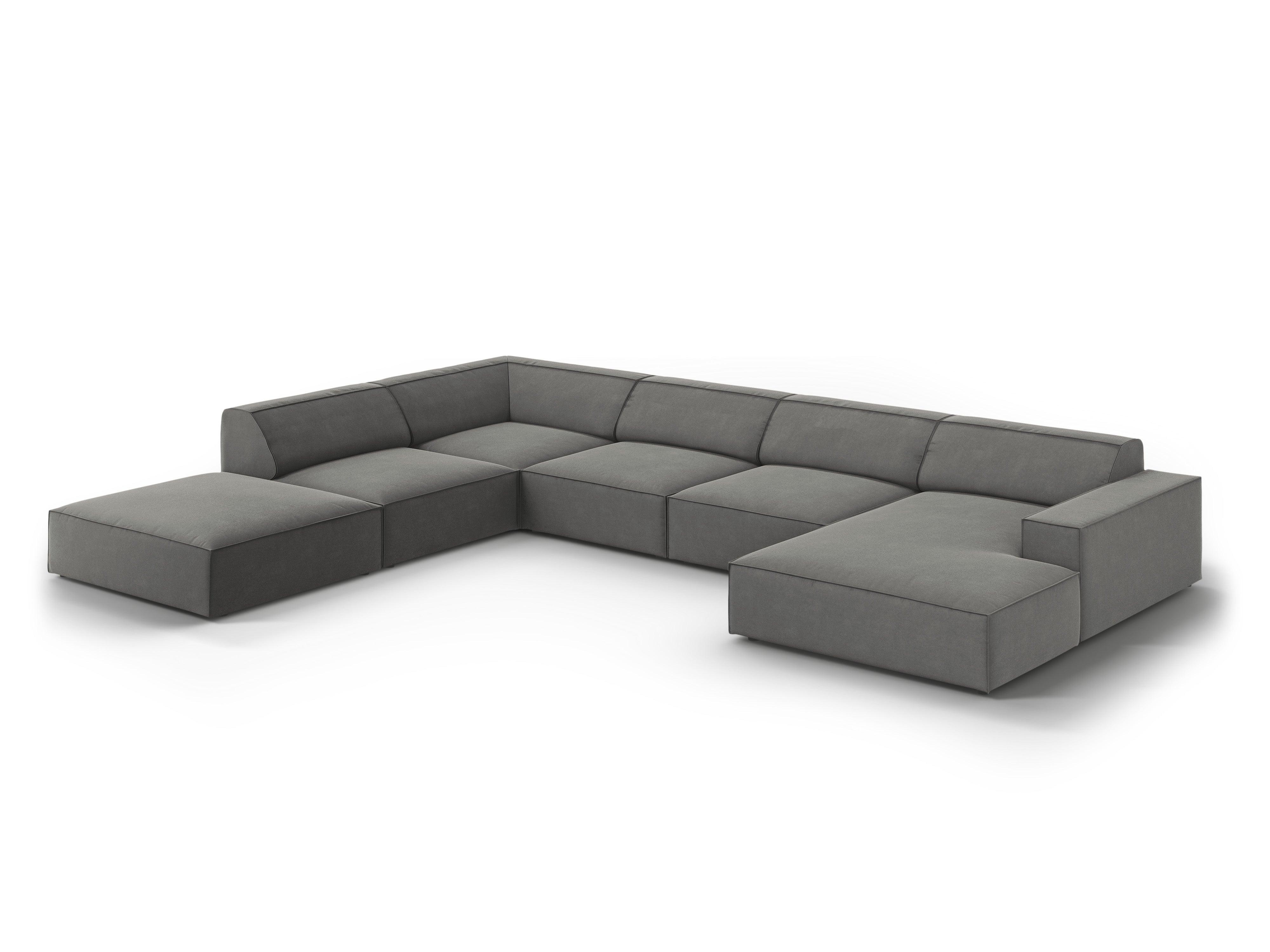 Sofa panoramiczna aksamitna lewostronna JODIE jasnoszary Micadoni Eye on Design