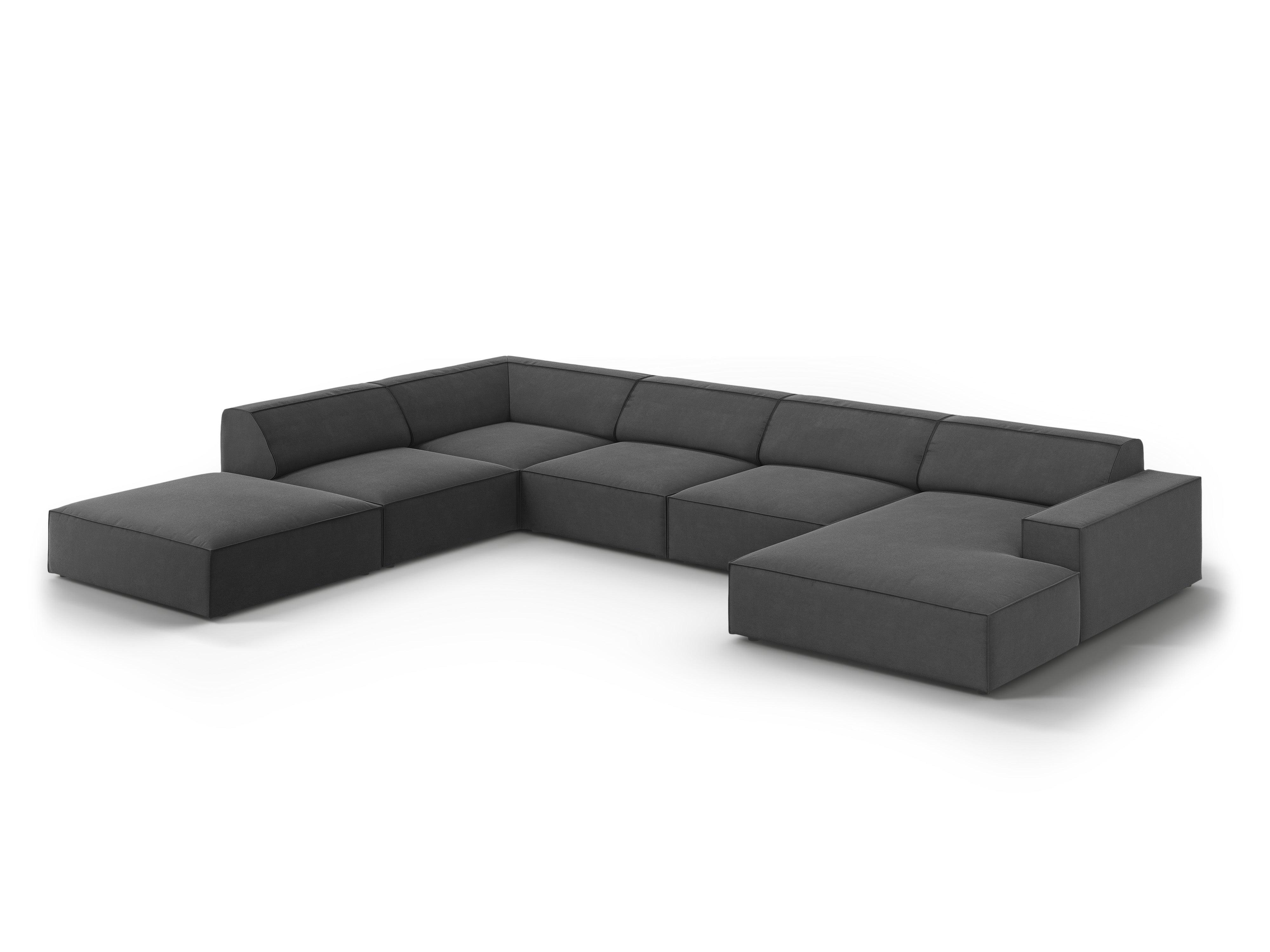 Sofa panoramiczna aksamitna lewostronna JODIE ciemnoszary Micadoni Eye on Design