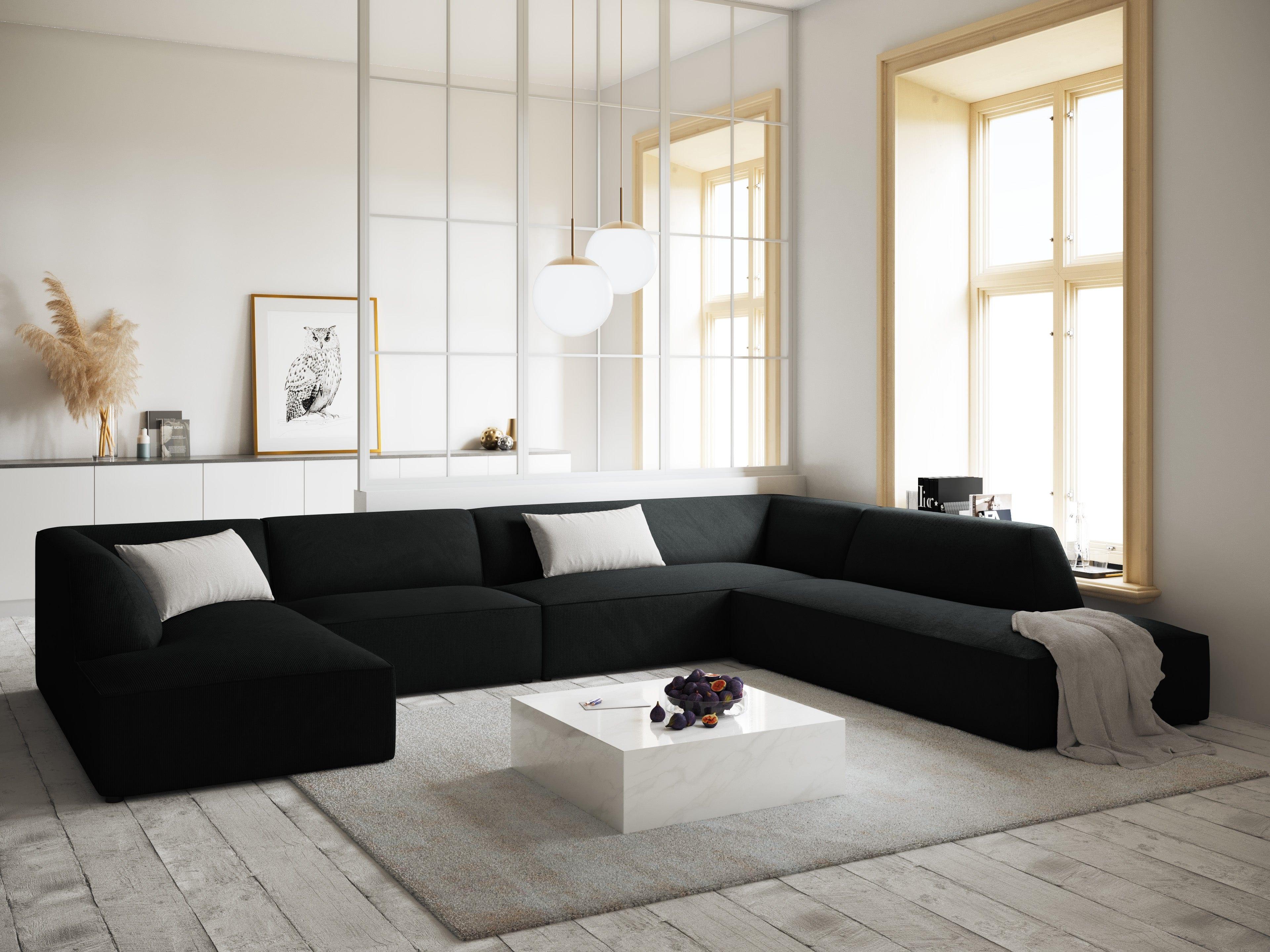 Narożnik w kształcie U sztruksowa prawostronny RUBY czarny Micadoni Eye on Design