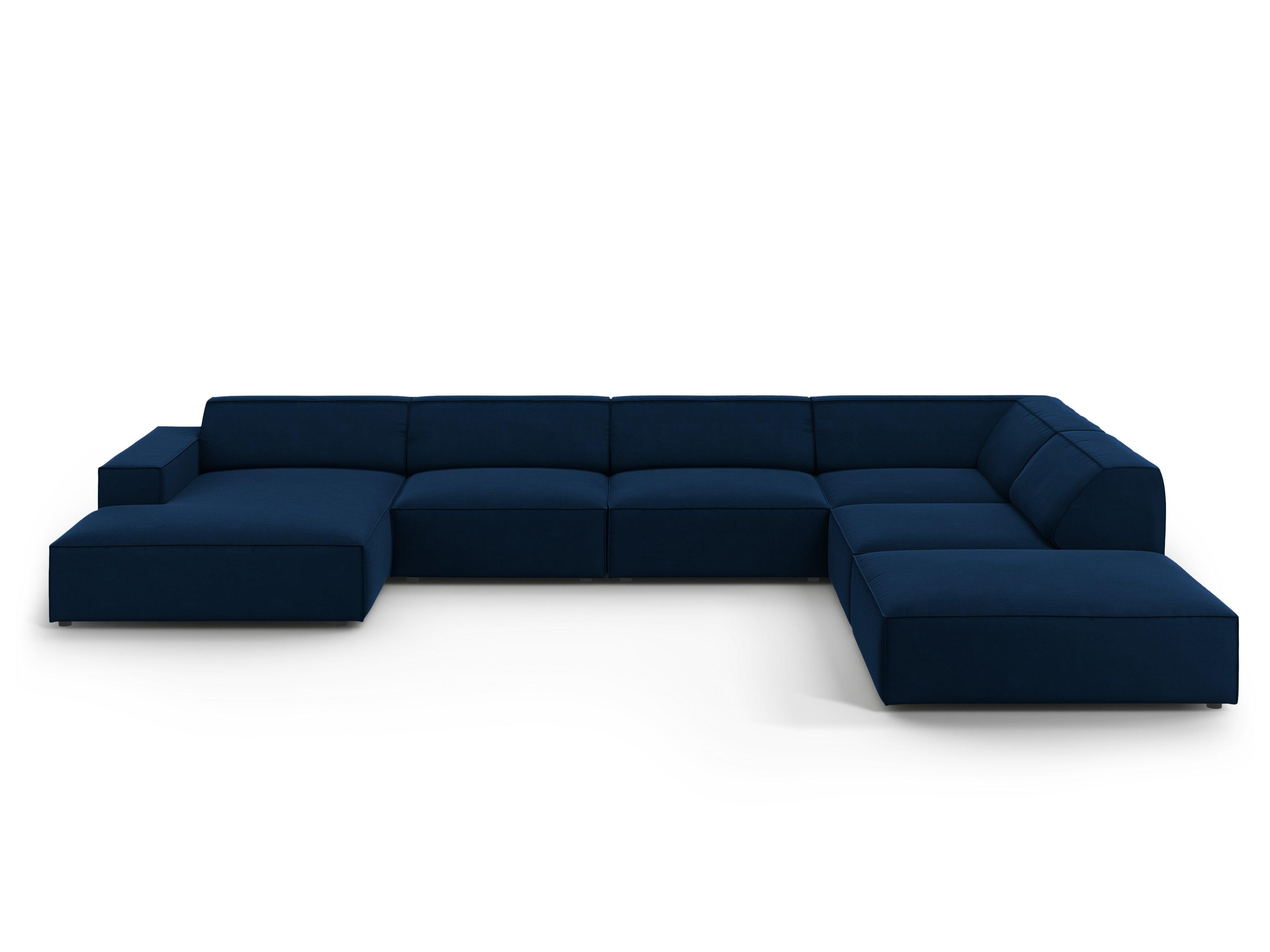 Sofa panoramiczna aksamitna prawostronna JODIE granat królewski Micadoni Eye on Design