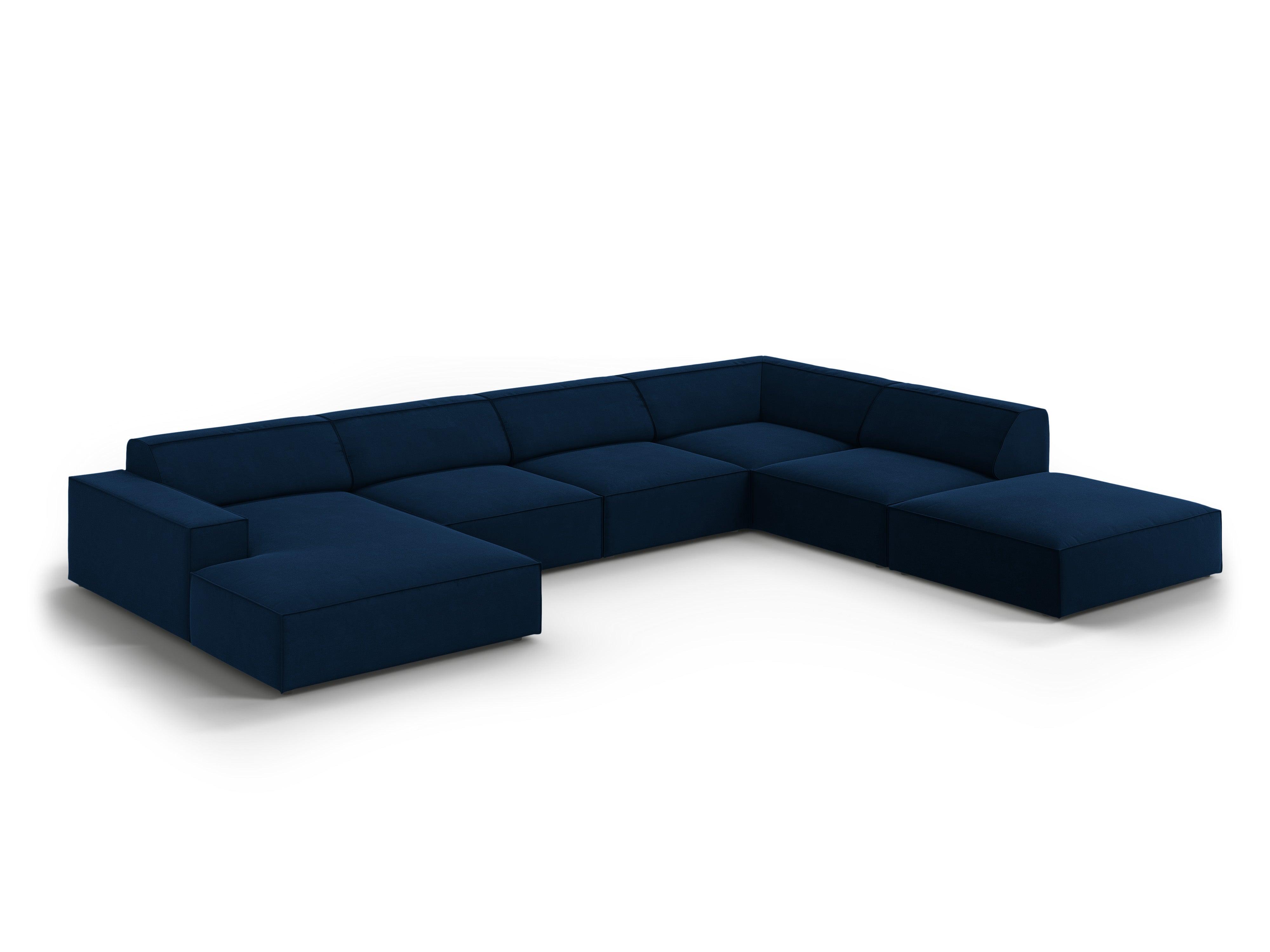 Sofa panoramiczna aksamitna prawostronna JODIE granat królewski Micadoni Eye on Design