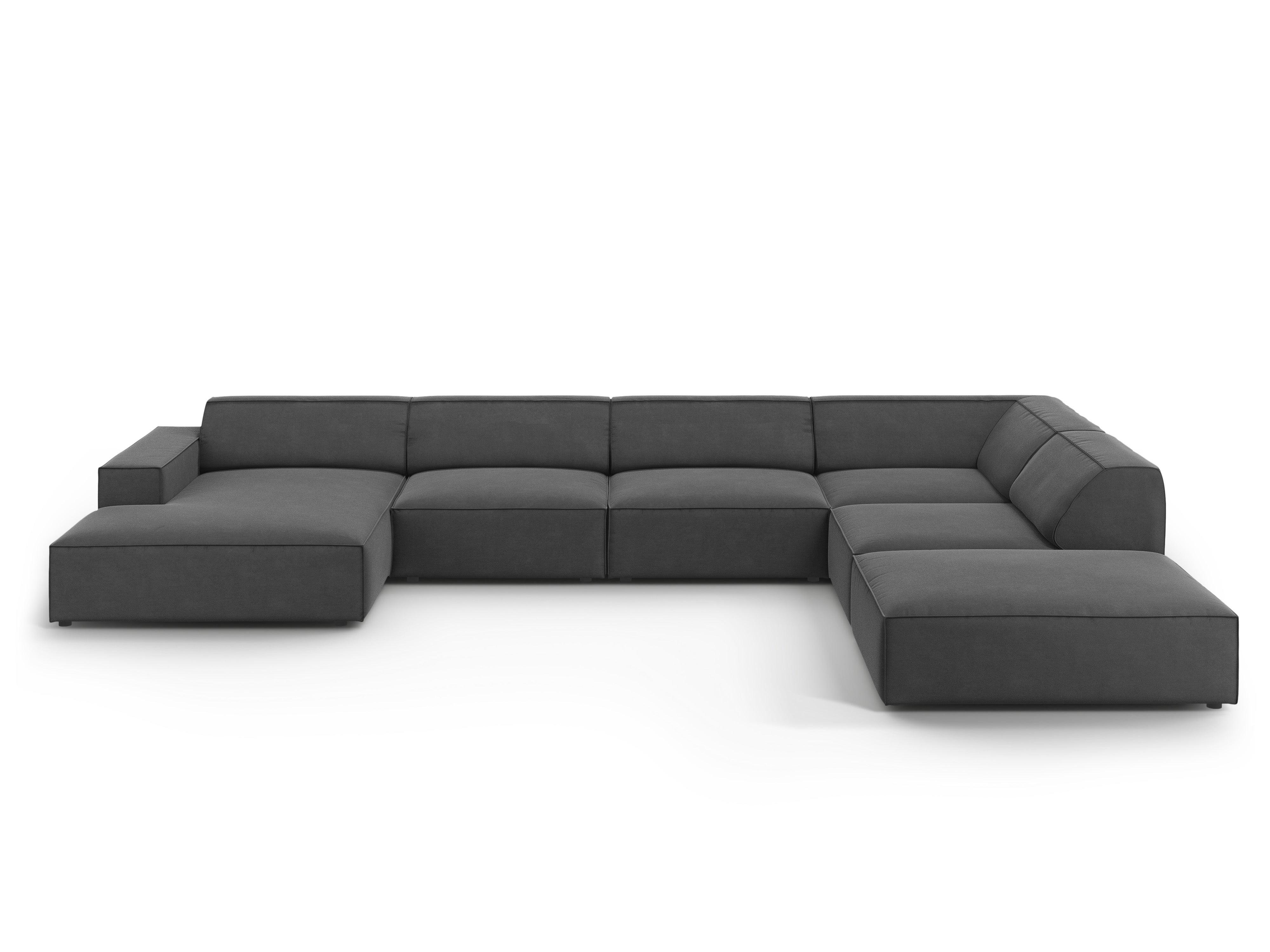 Sofa panoramiczna aksamitna prawostronna JODIE ciemnoszary Micadoni Eye on Design