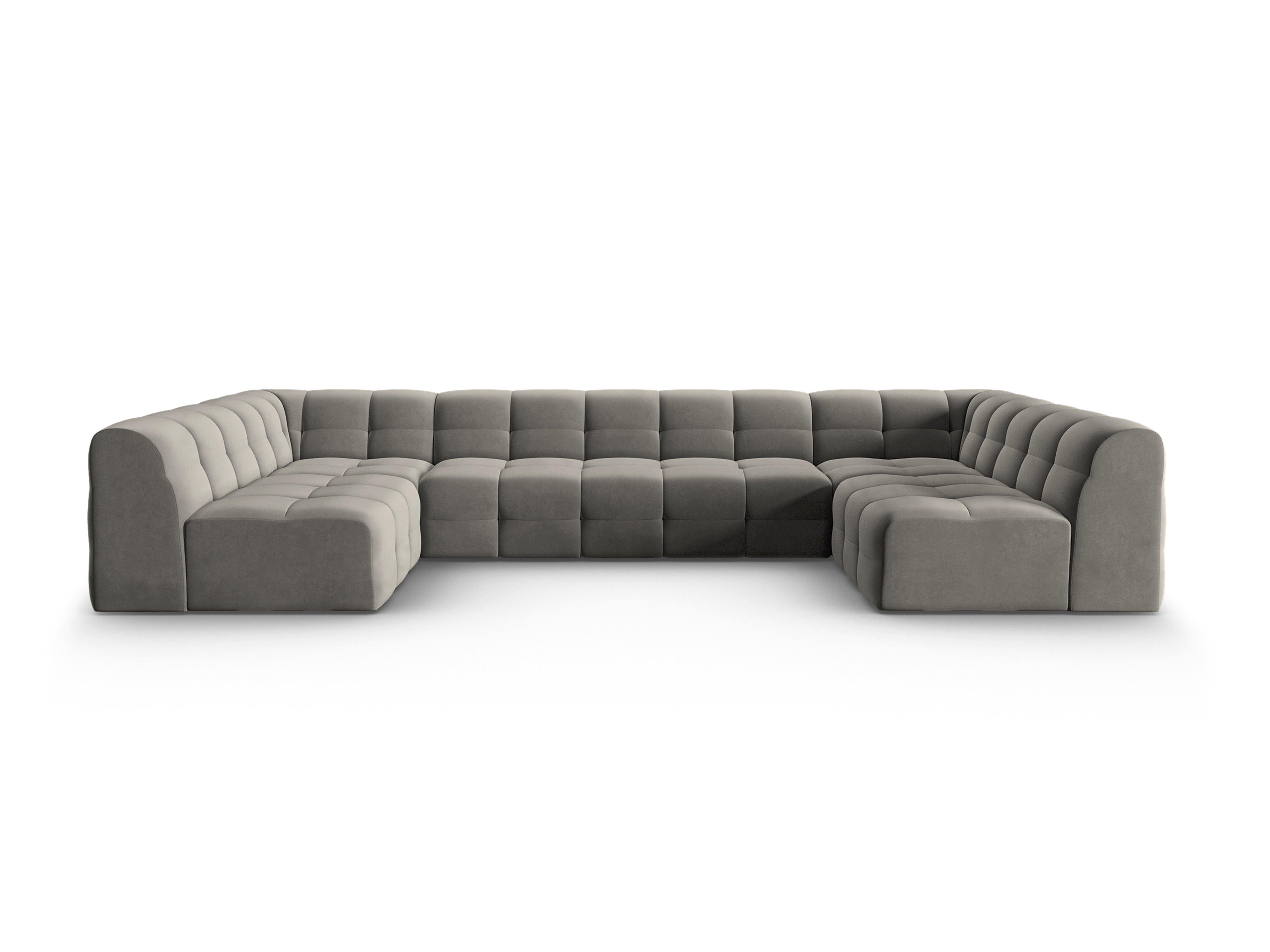 Narożnik aksamitny w kształcie U KENDAL szary Micadoni Eye on Design