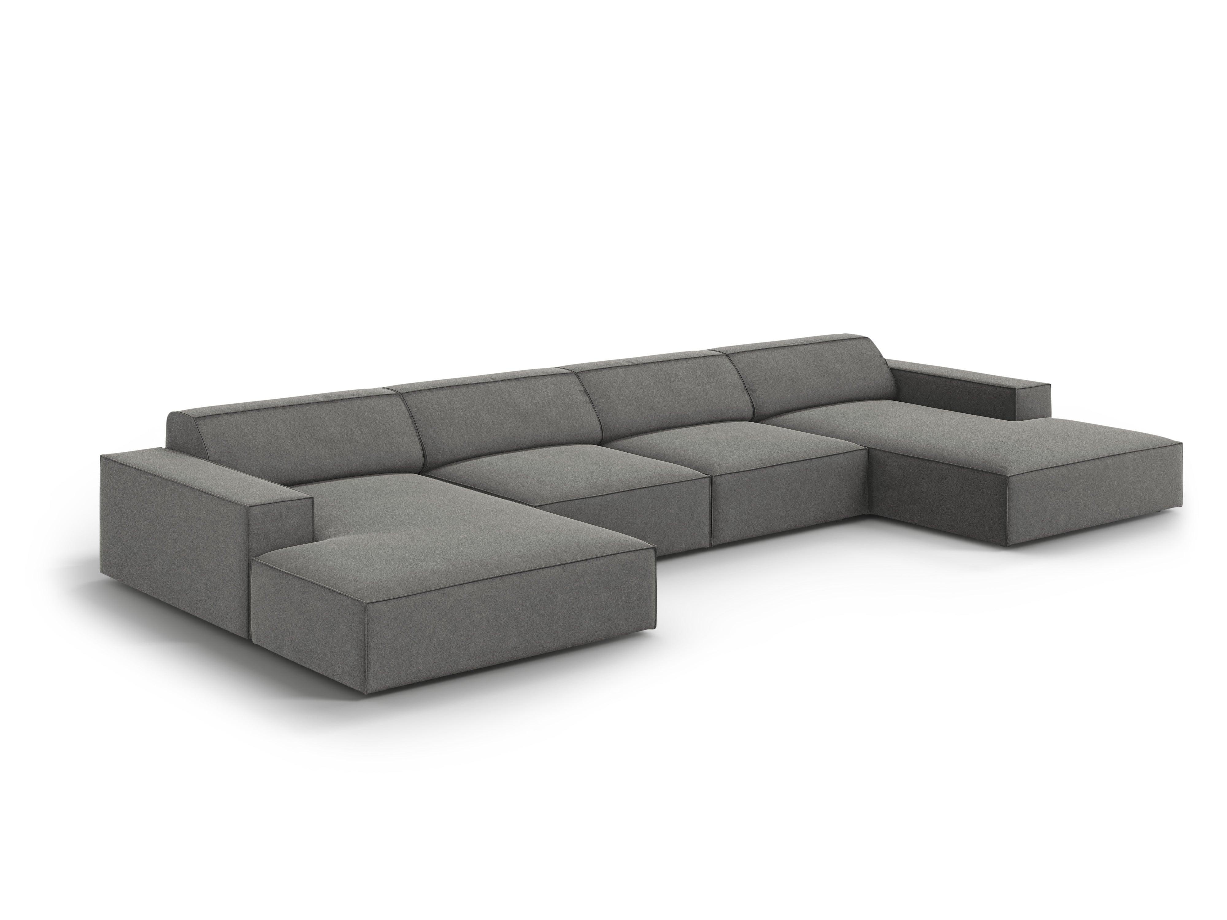 Sofa panoramiczna aksamitna JODIE jasnoszary Micadoni Eye on Design
