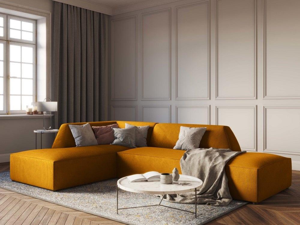 Sofa narożna sztruksowa lewostronna RUBY żółty Micadoni Eye on Design