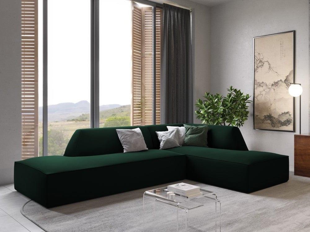 Sofa narożna aksamitna prawostronna RUBY butelkowa zieleń Micadoni Eye on Design