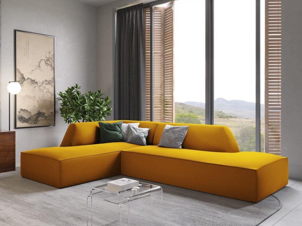 Sofa narożna aksamitna lewostronna RUBY żółty Micadoni Eye on Design