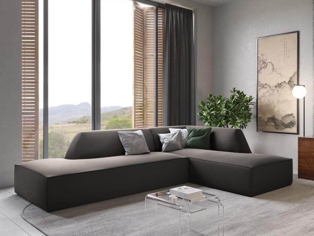 Sofa narożna aksamitna prawostronna RUBY ciemnoszary Micadoni Eye on Design