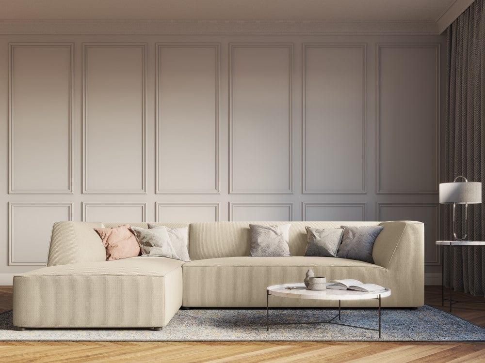 Narożnik sztruksowy 4-osobowy lewostronny RUBY beżowy Micadoni Eye on Design