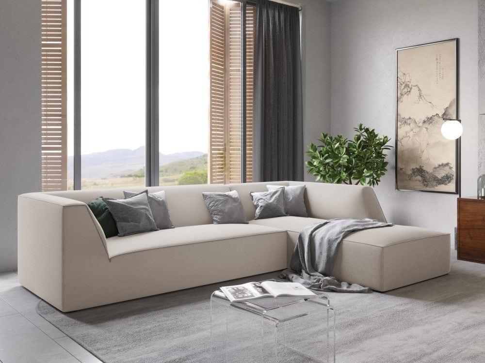 Narożnik aksamitny 4-osobowy prawostronny RUBY beżowy Micadoni Eye on Design