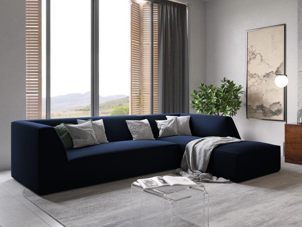 Narożnik aksamitny 4-osobowy prawostronny RUBY granat królewski Micadoni Eye on Design