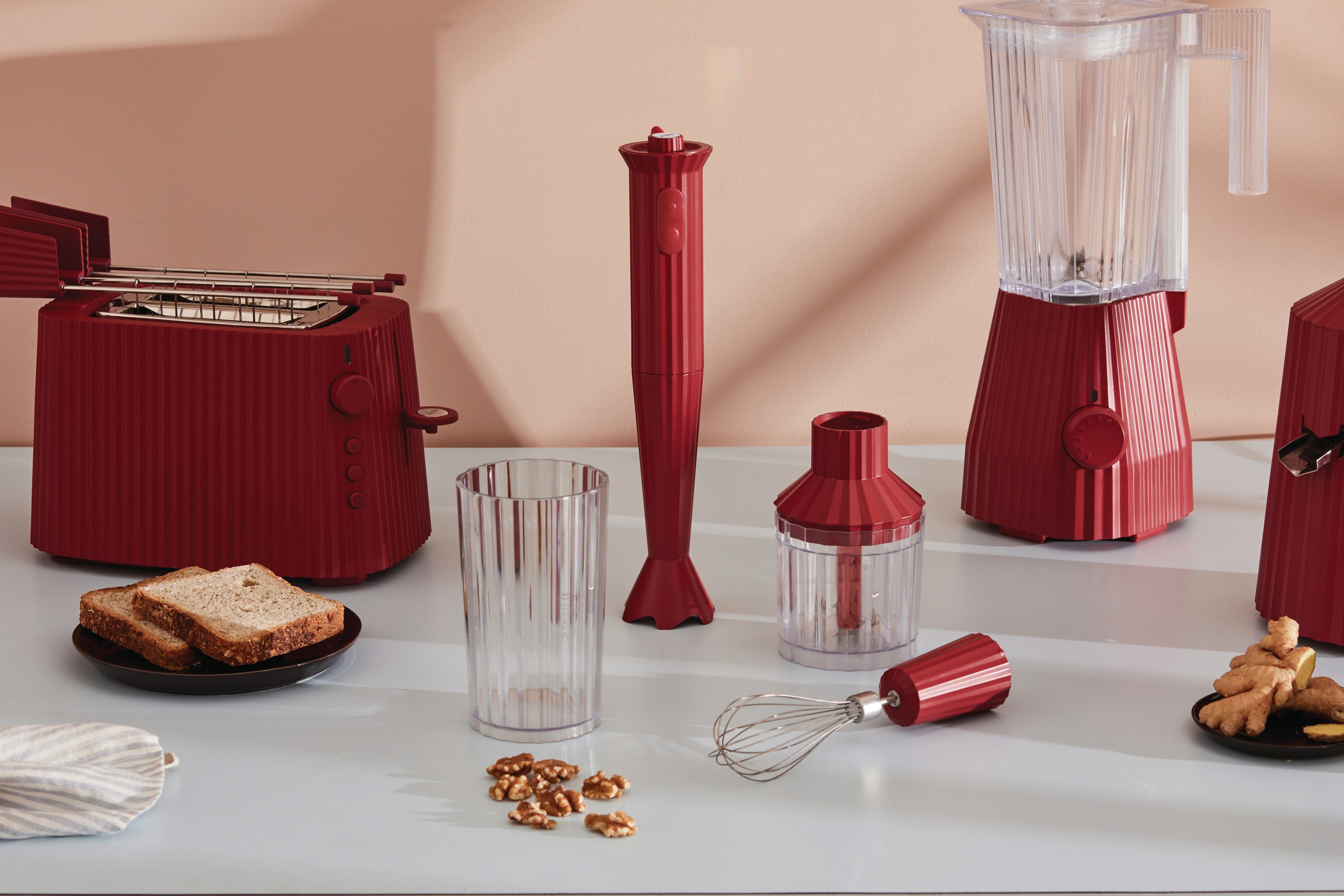Set with Hand blender Plissé red