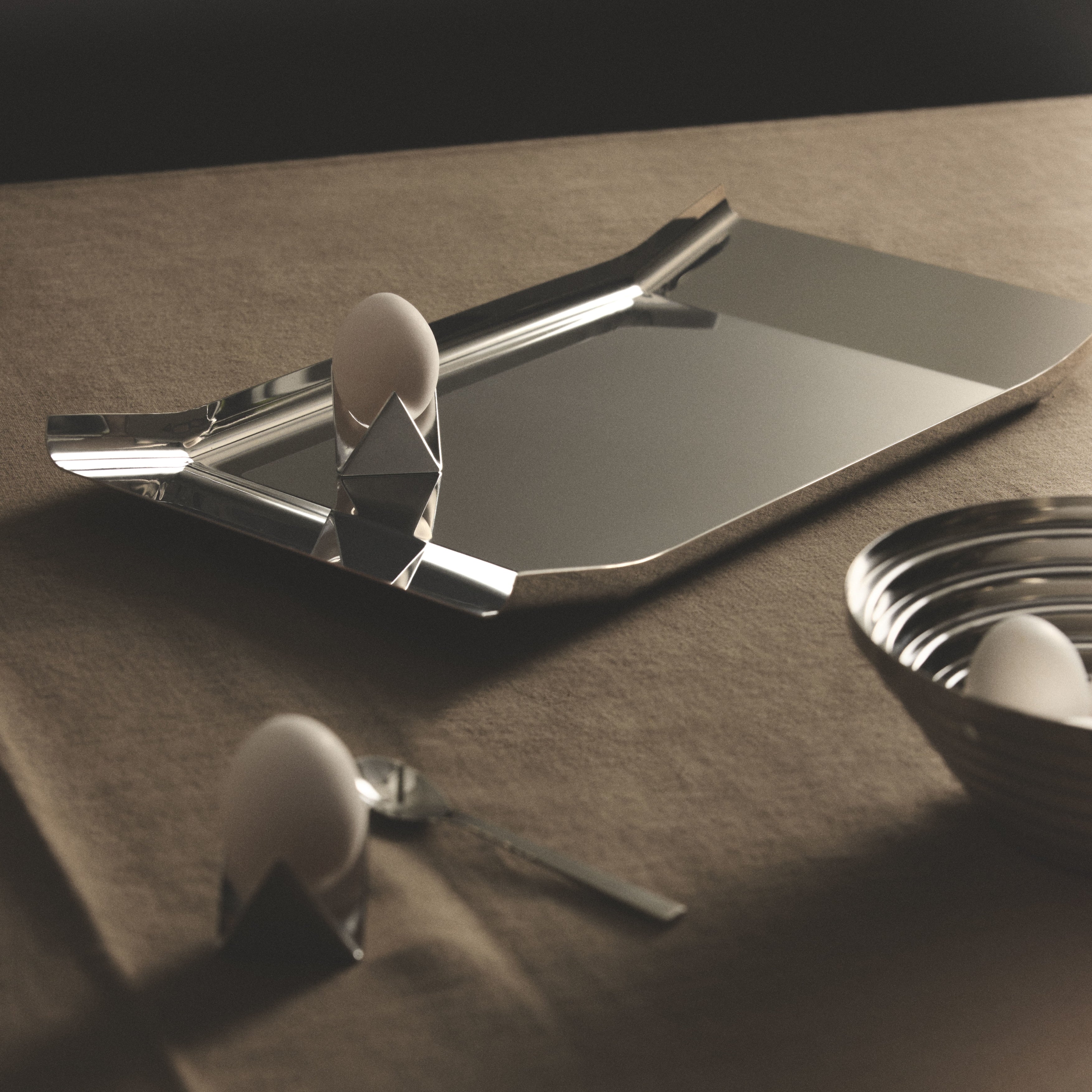 ARRAN tray polished stainless steel