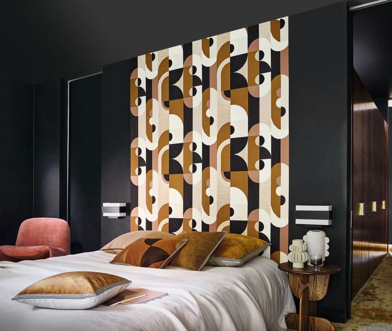VASSILY Blue and Beige Geometric Patterned Structural Wallpaper