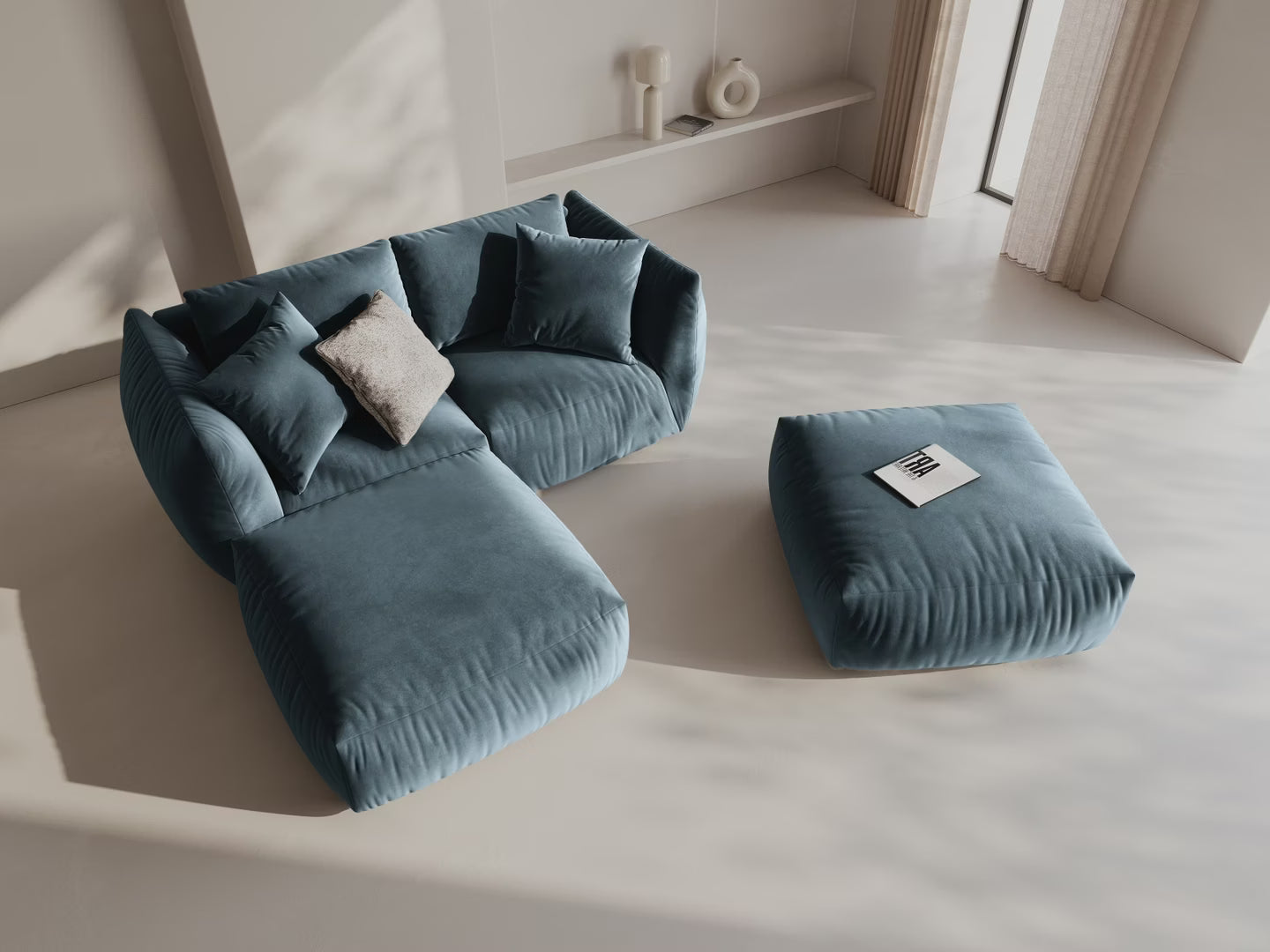 Puf CHRIS hellblaues Chenille