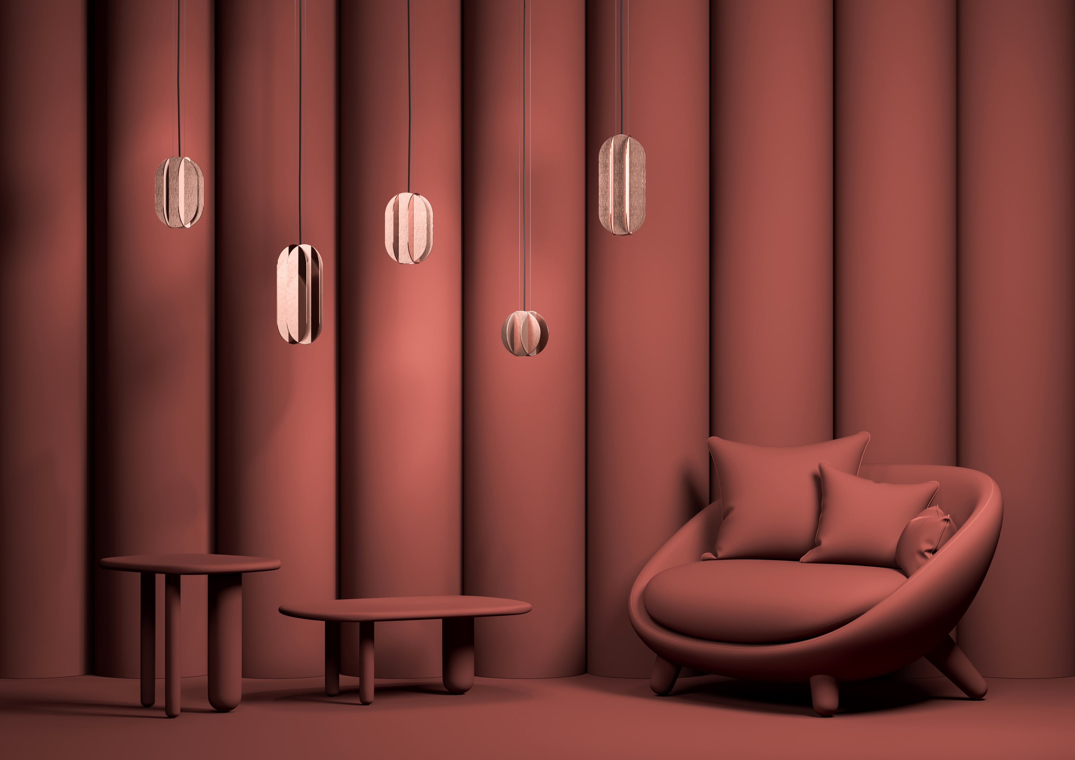 Round Pendant Lamp EL Copper