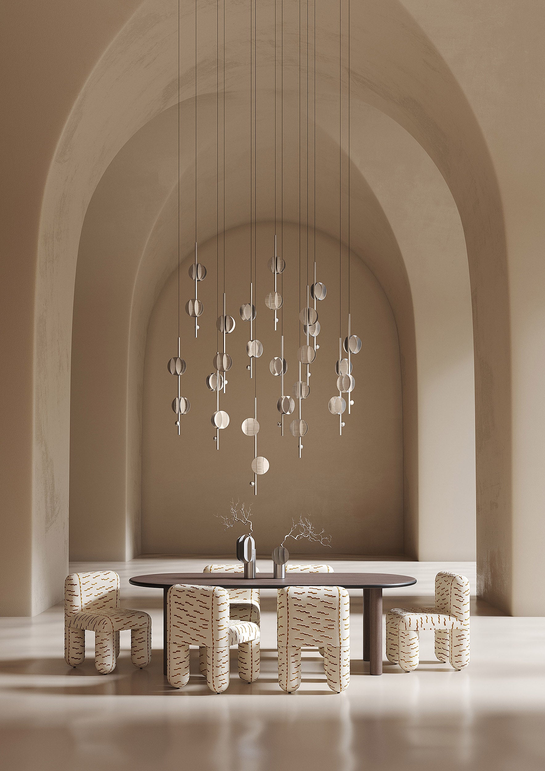 HELLO chair sand beige with brown pattern