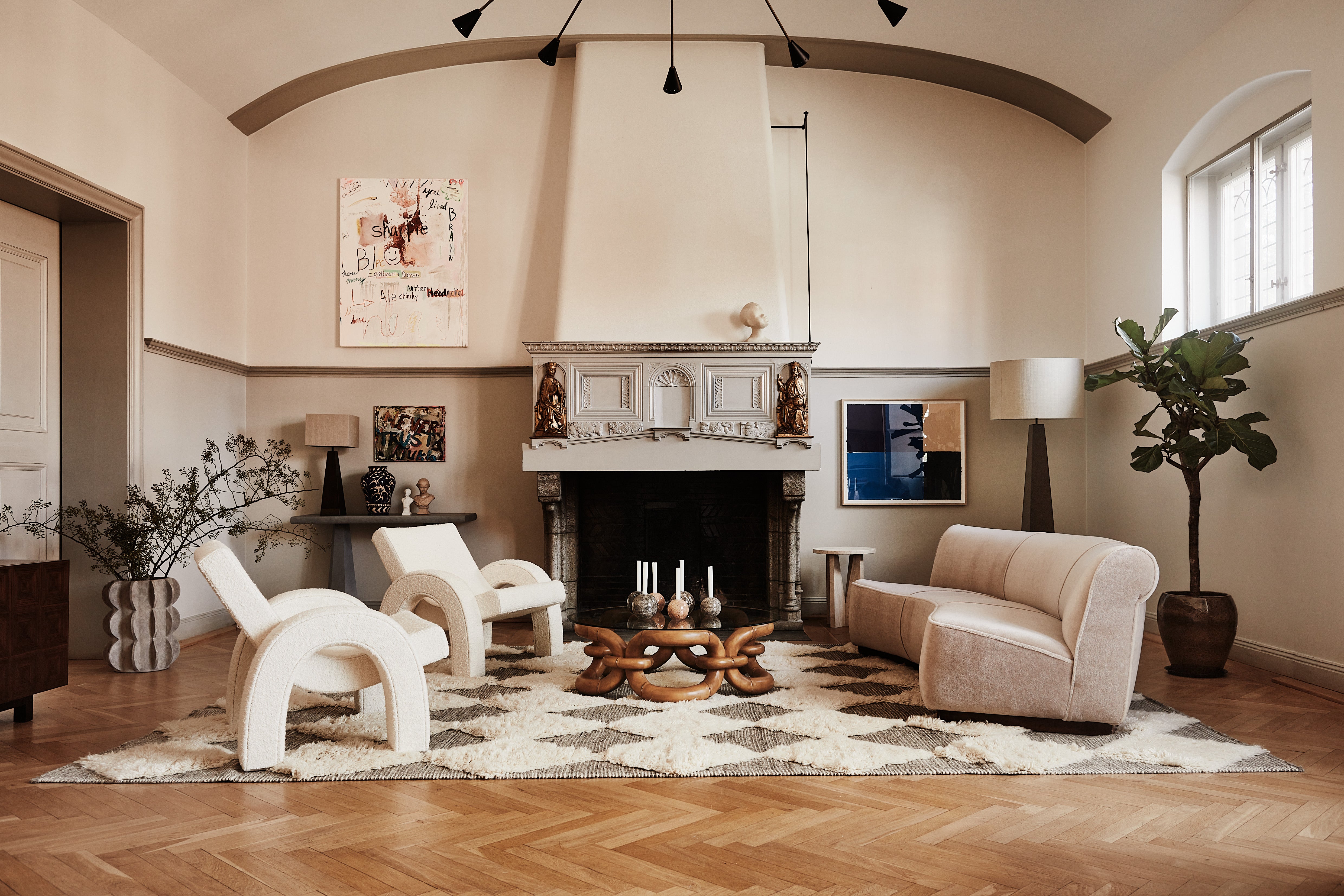 CHESS RYA gray rug with cream