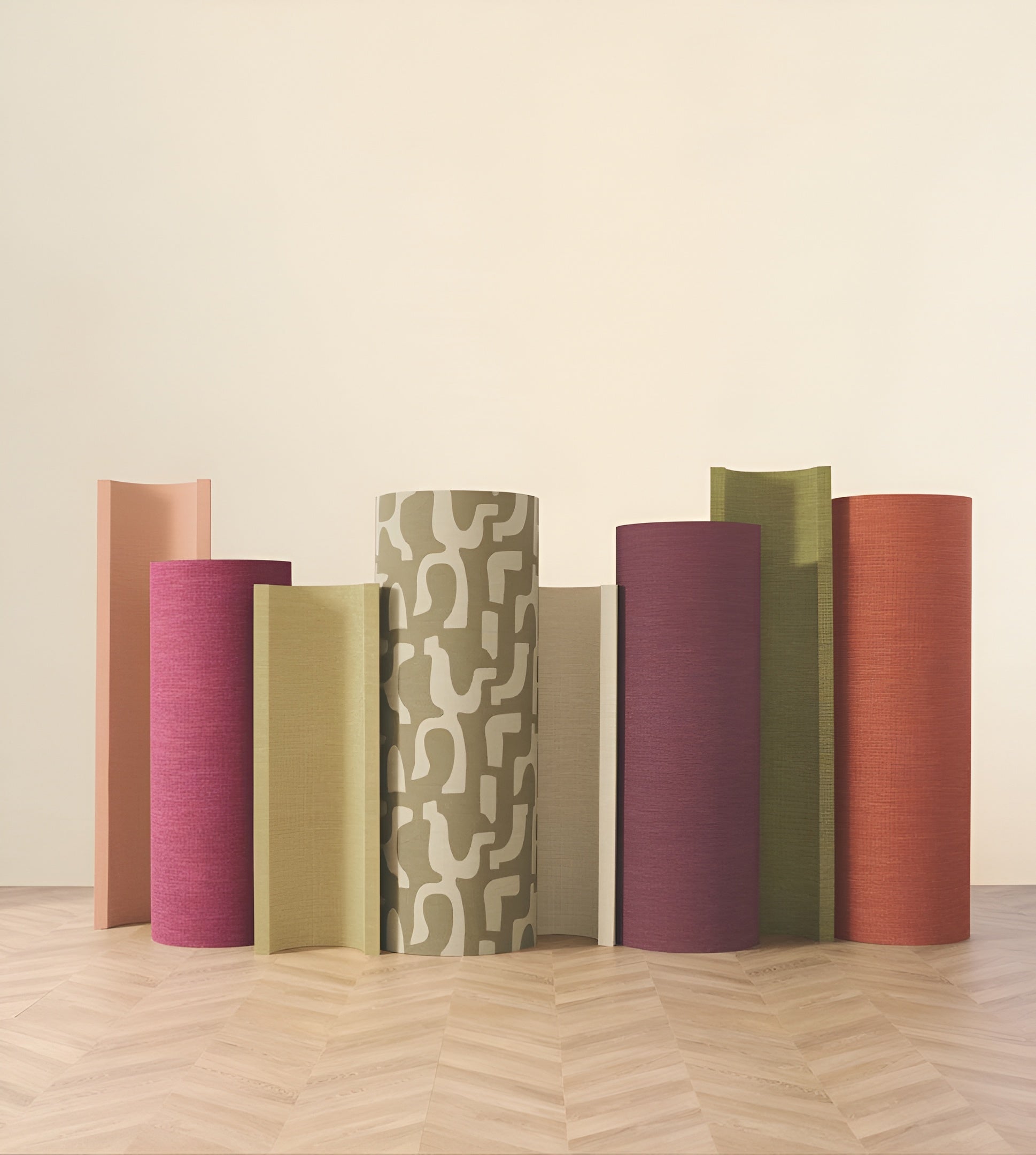 Structural wallpaper resembling linen canvas SHINOK - PEAU DE PECHE peach