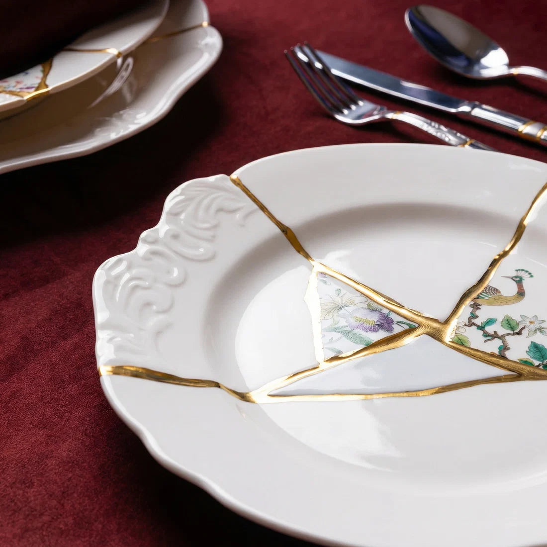 Kintsugi deep plate #3 porcelain
