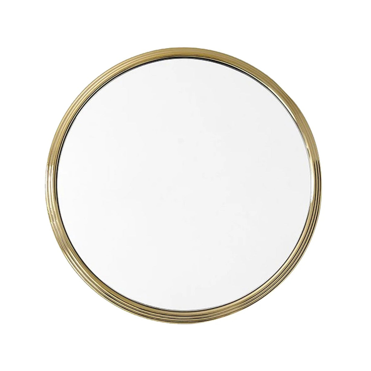 Round wall mirror SILLON with a brass frame