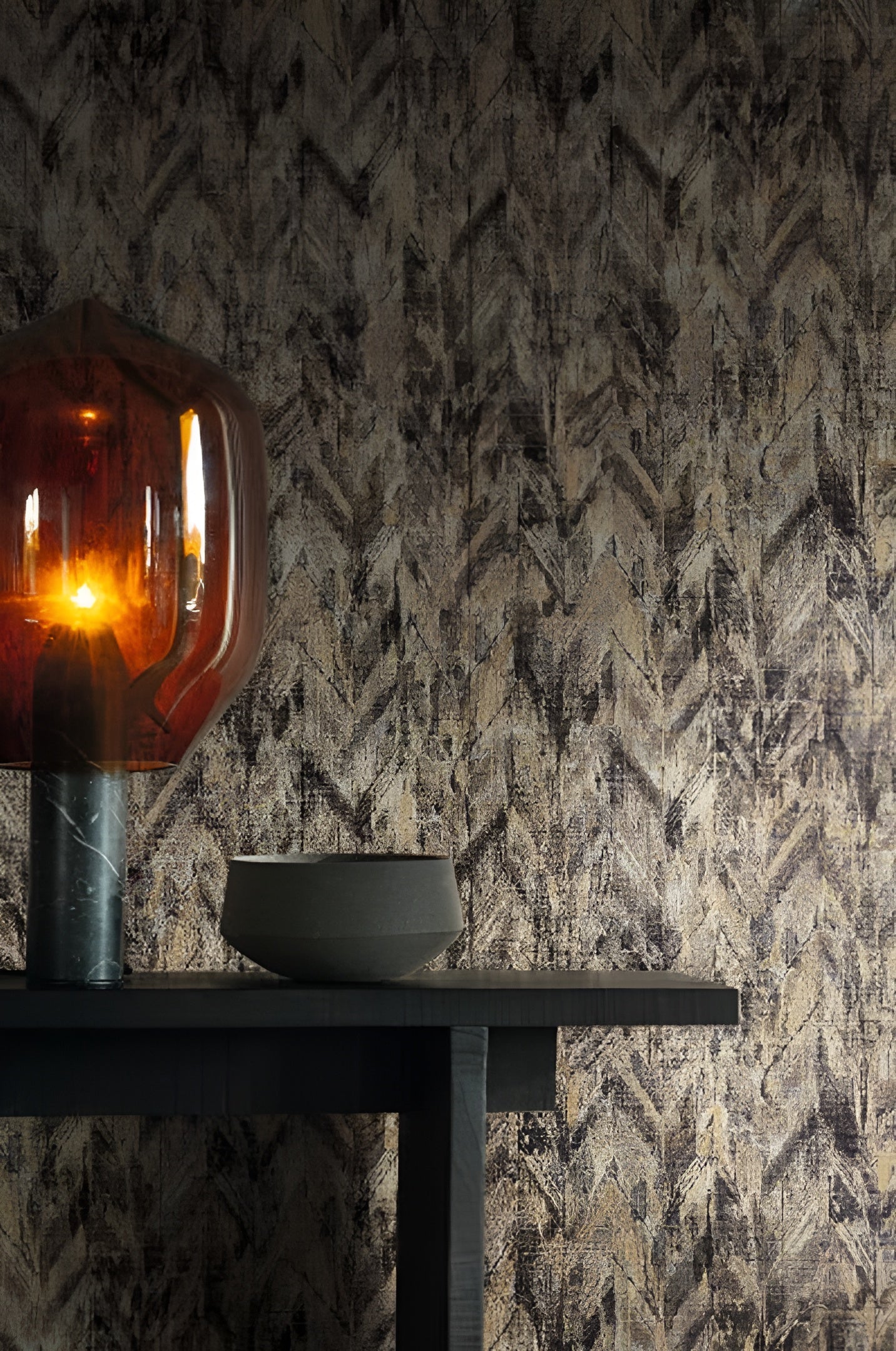 Textile structural jacquard wallpaper with abstract pattern ARAPAHO - SABLE PIERRE- BLEUE beige with blue