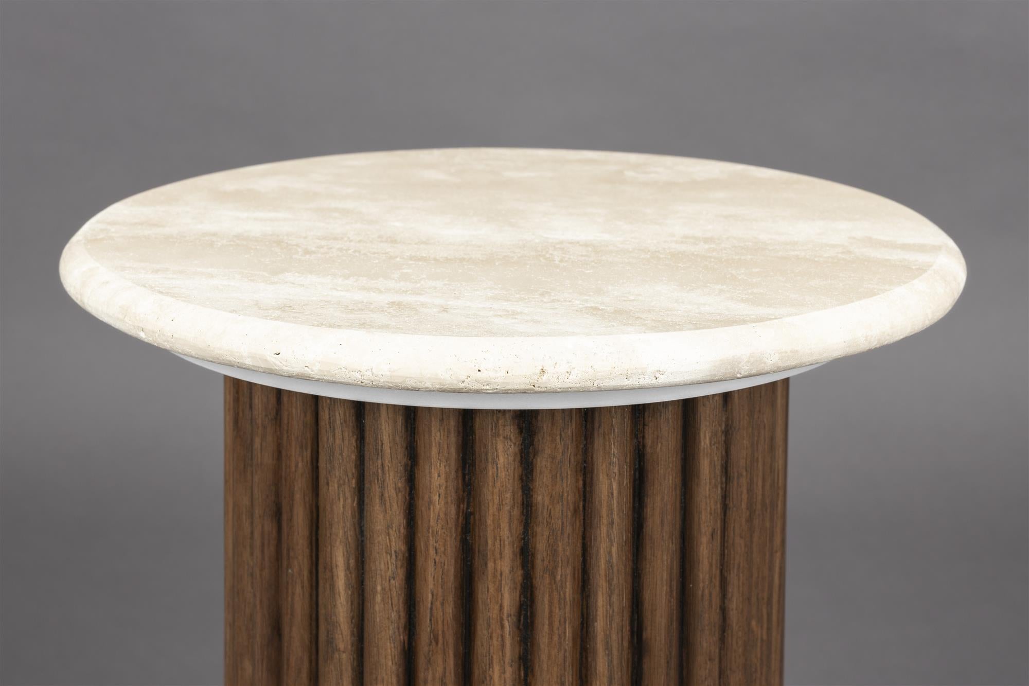 Arda Cream Marble table with oak wood