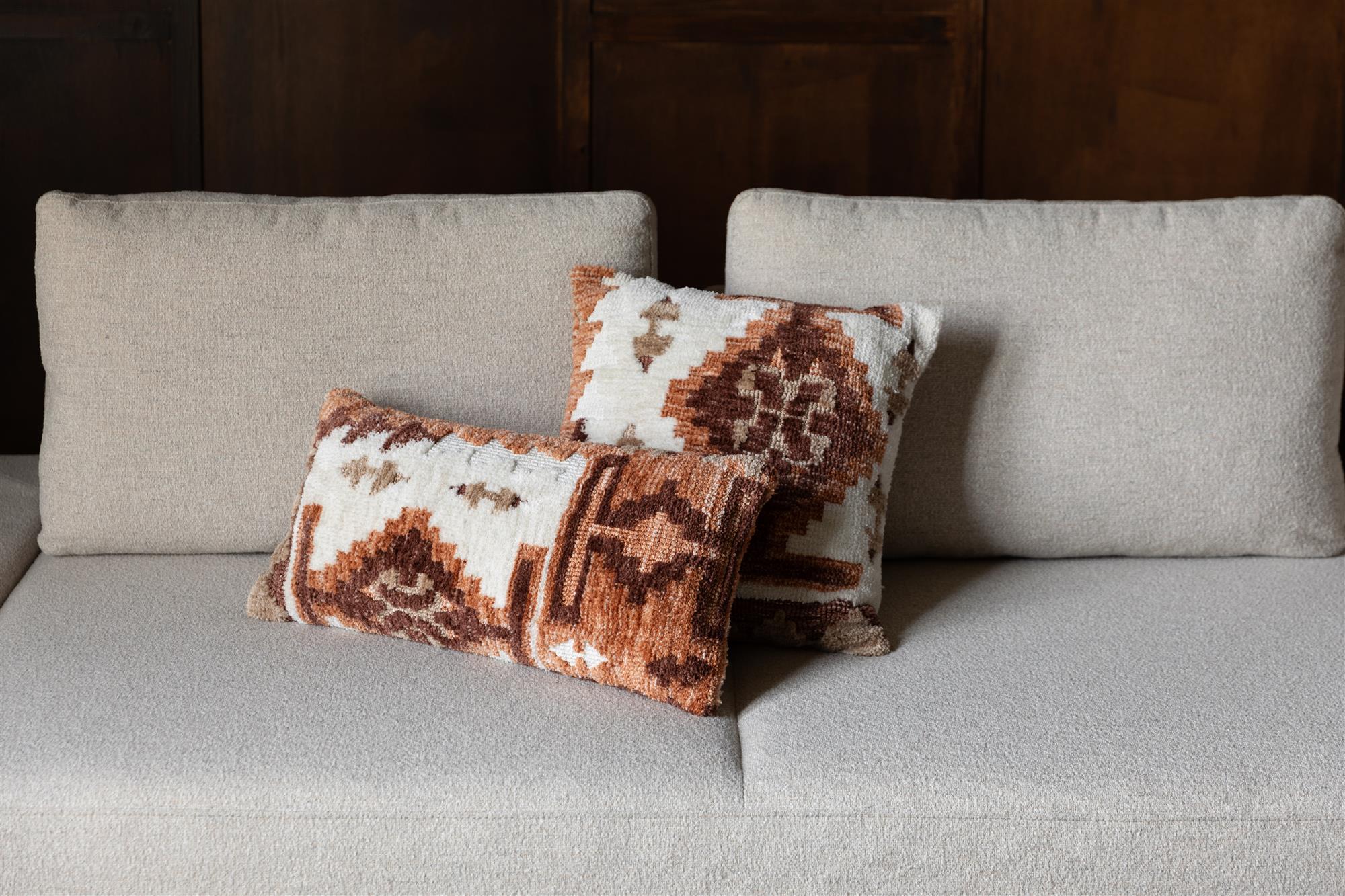 Maron brown pillow with beige