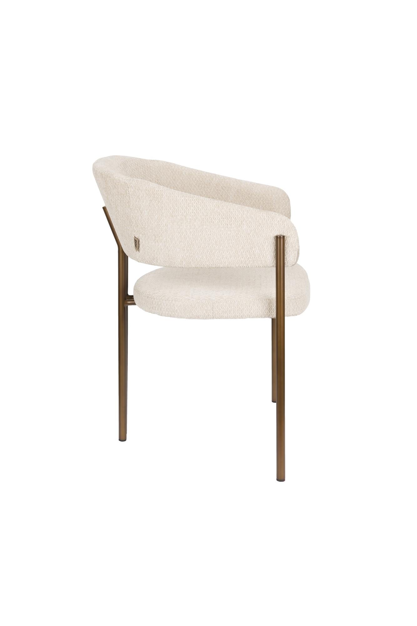 Naida beige chair with a brown base