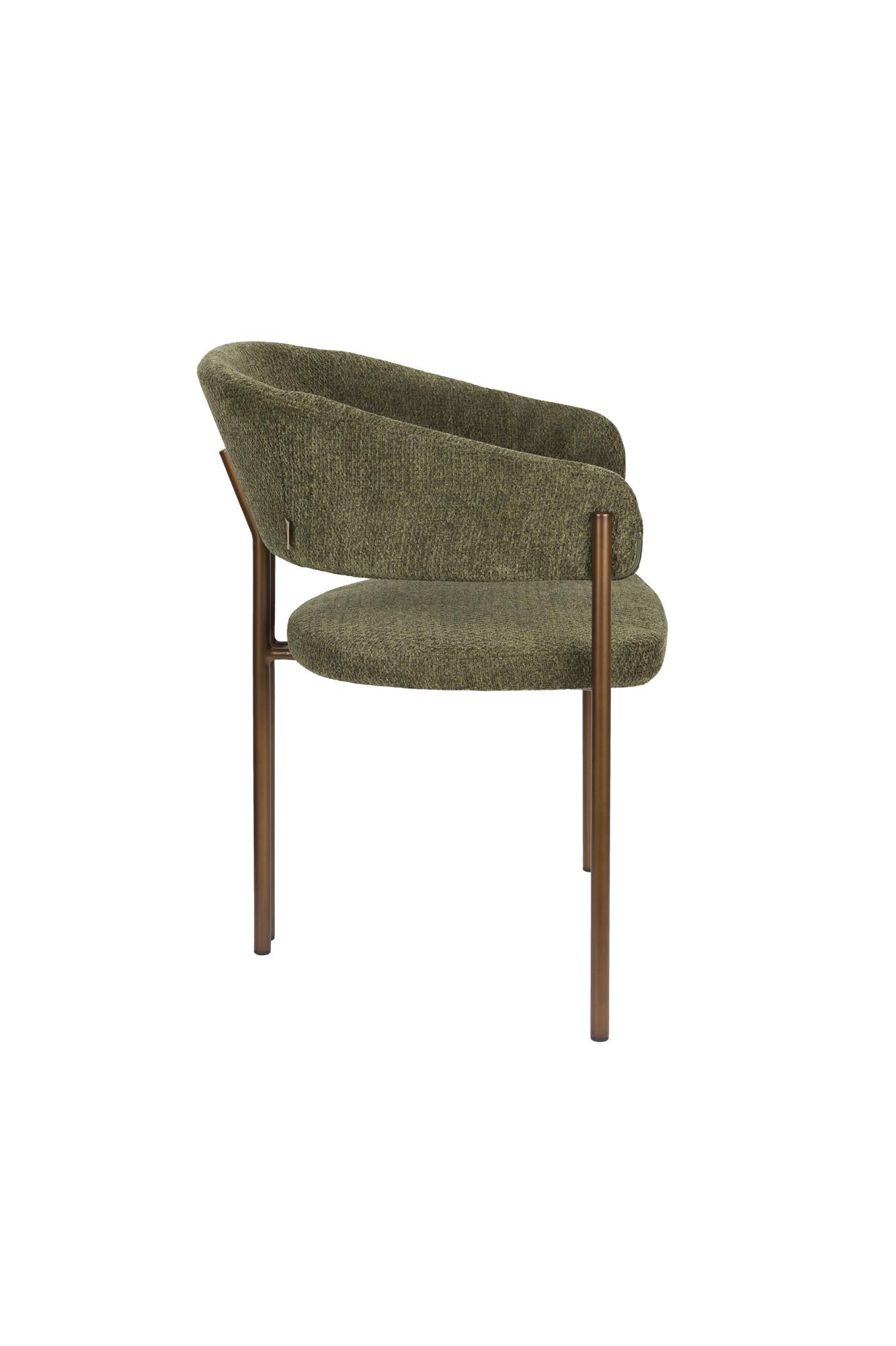 Naida green chair with a brown base