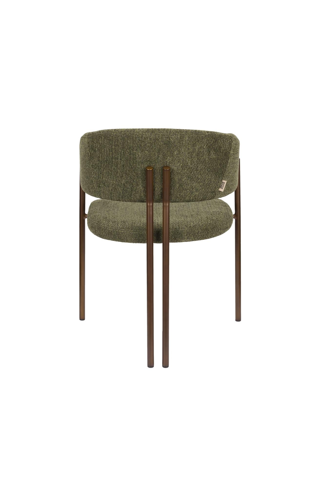 Naida green chair with a brown base