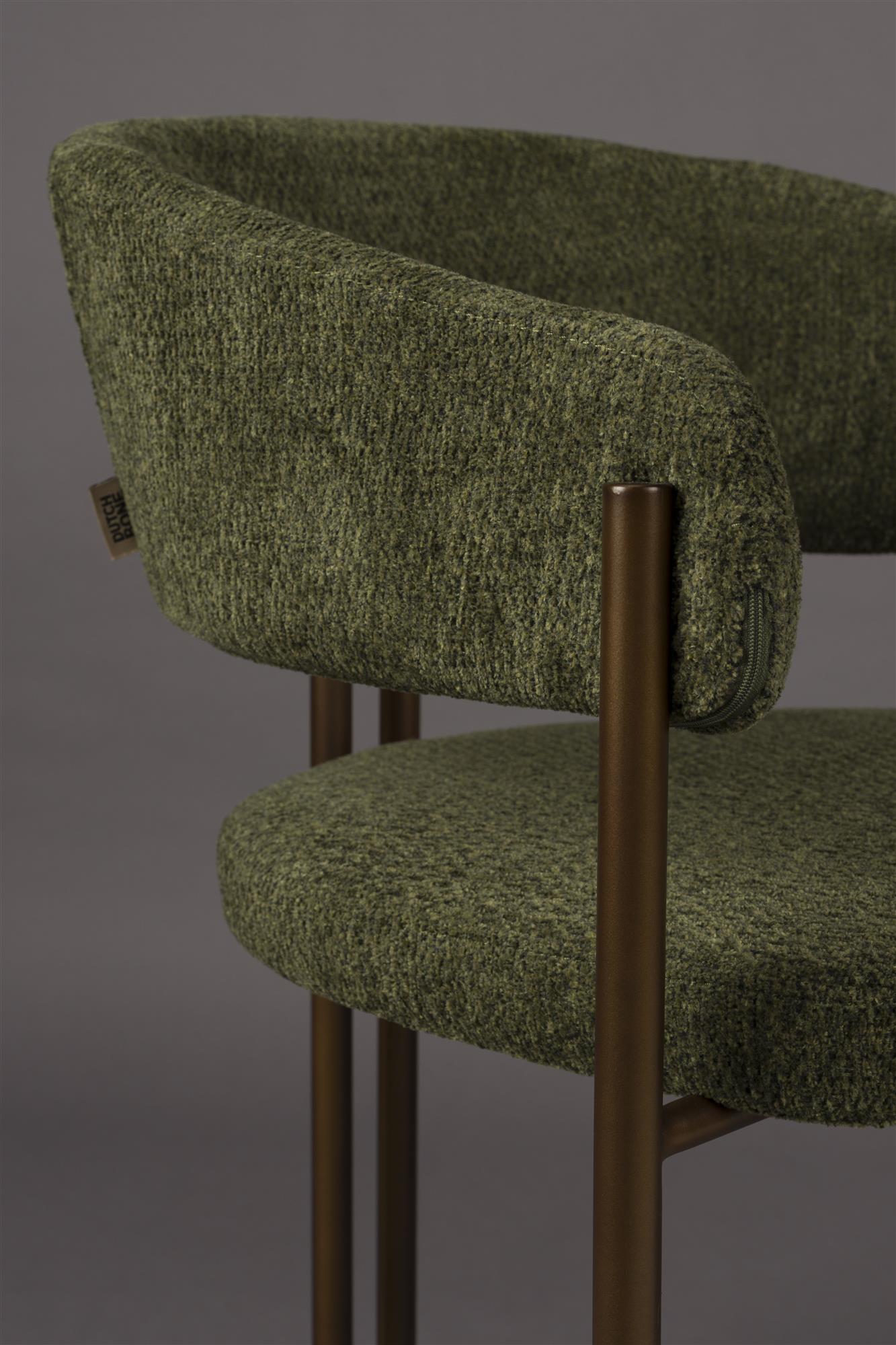 Naida green chair with a brown base