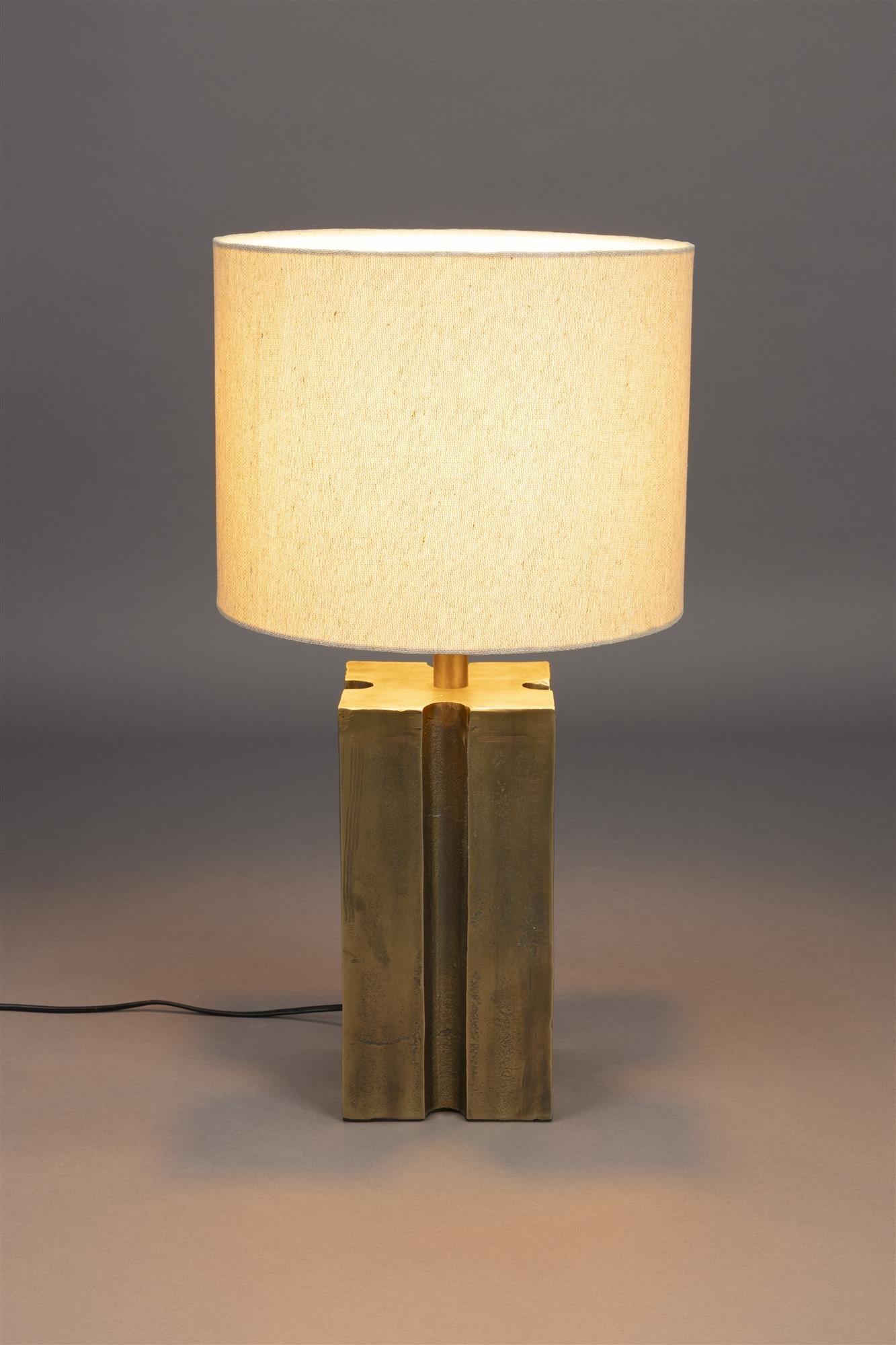 Beige roc table lamp with ancient gold