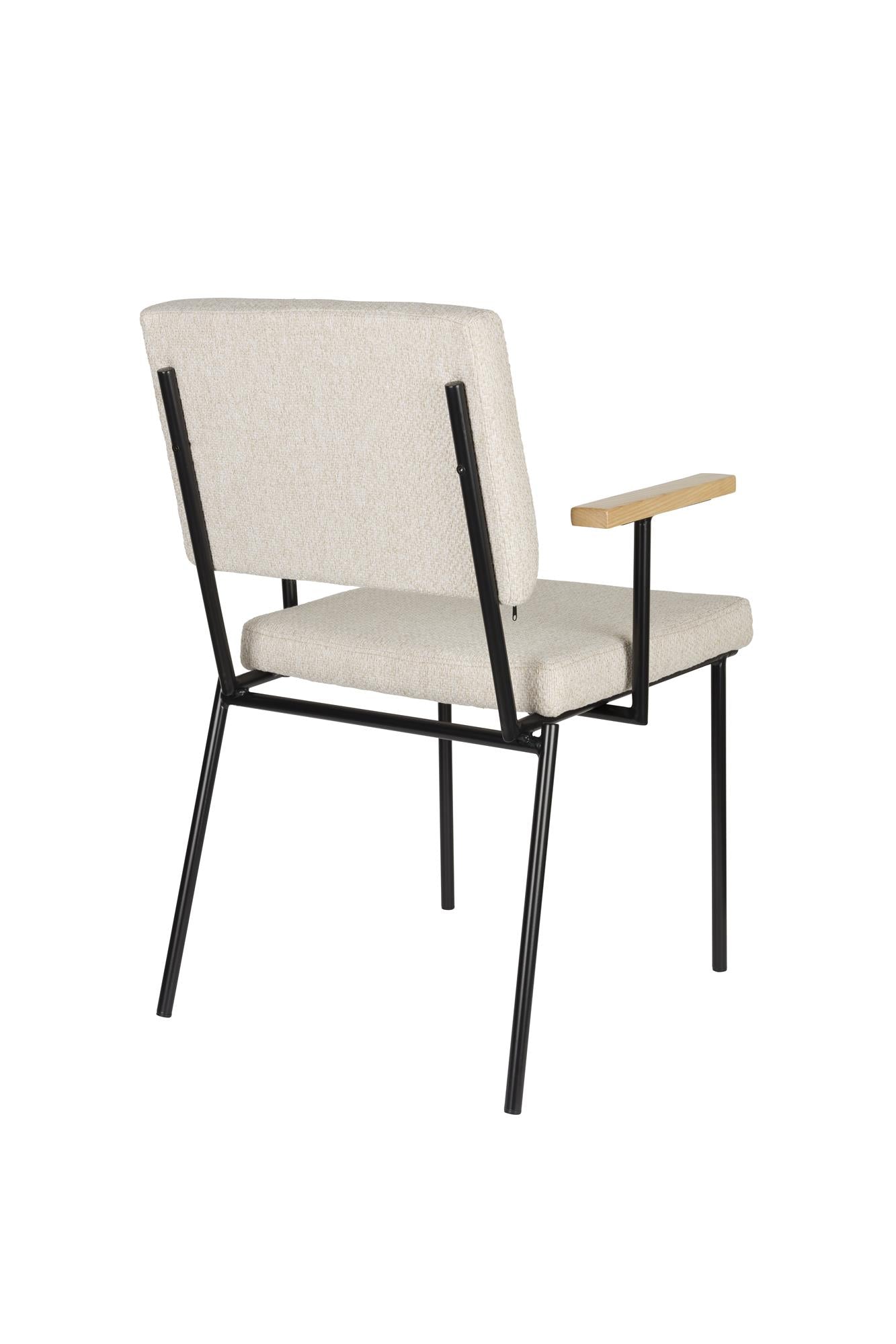 Chair with fellow beige armrests with a black base