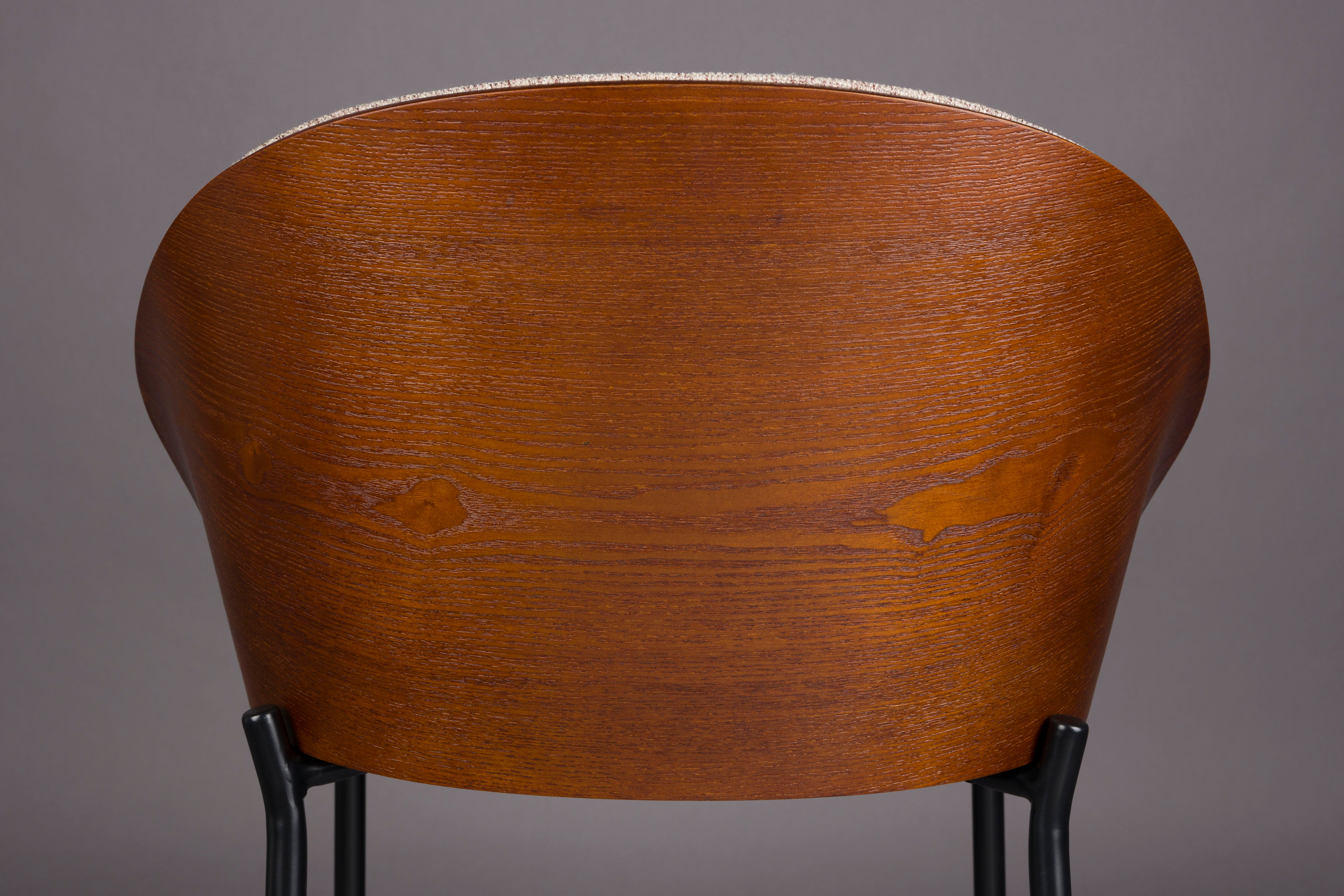 RODIN Beige Bar Stool with Wooden Base
