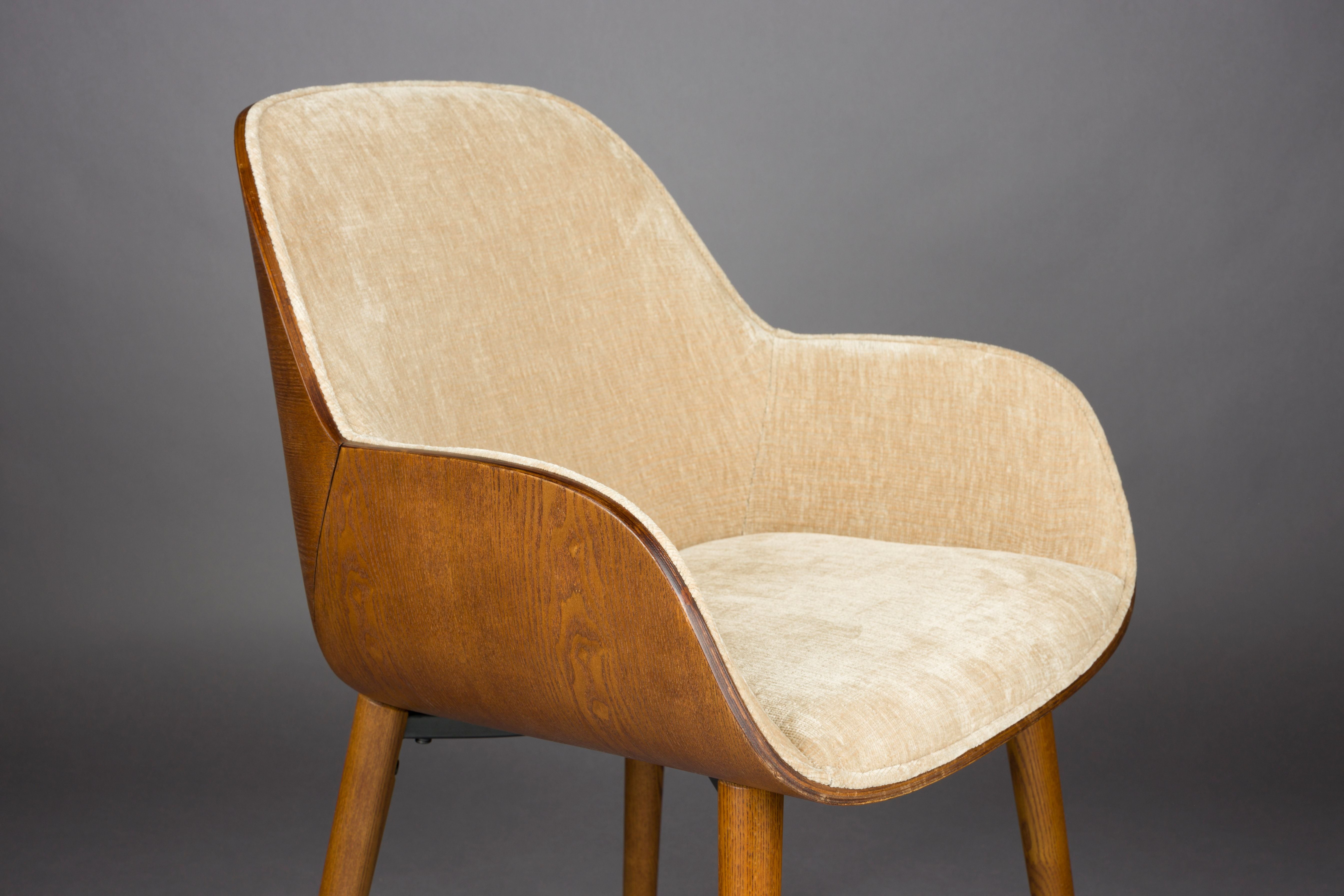 Stuhl TAYLOR beige mit Holzgestell