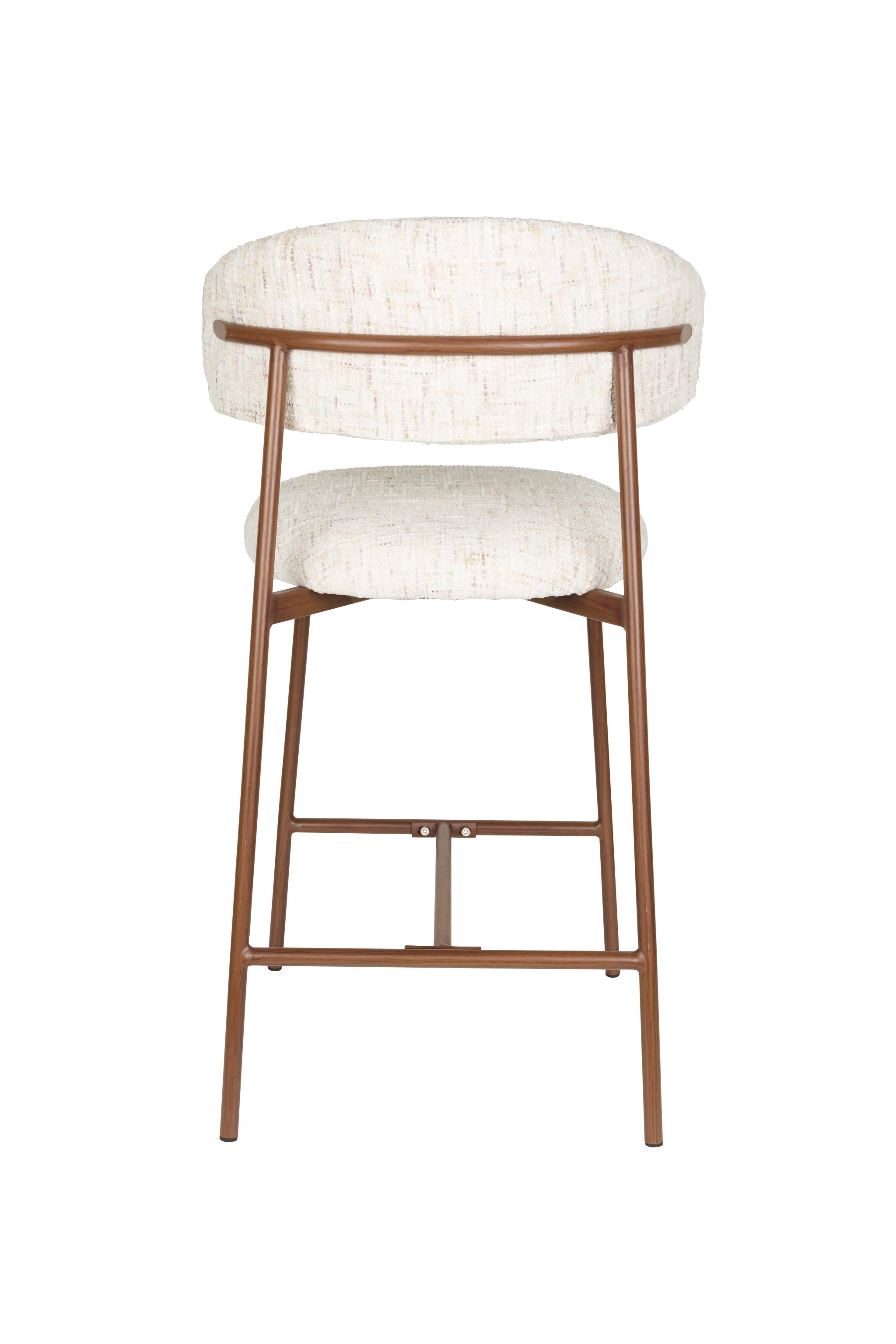 CLAES Bar Stool Light Beige Mélange with Brown Base