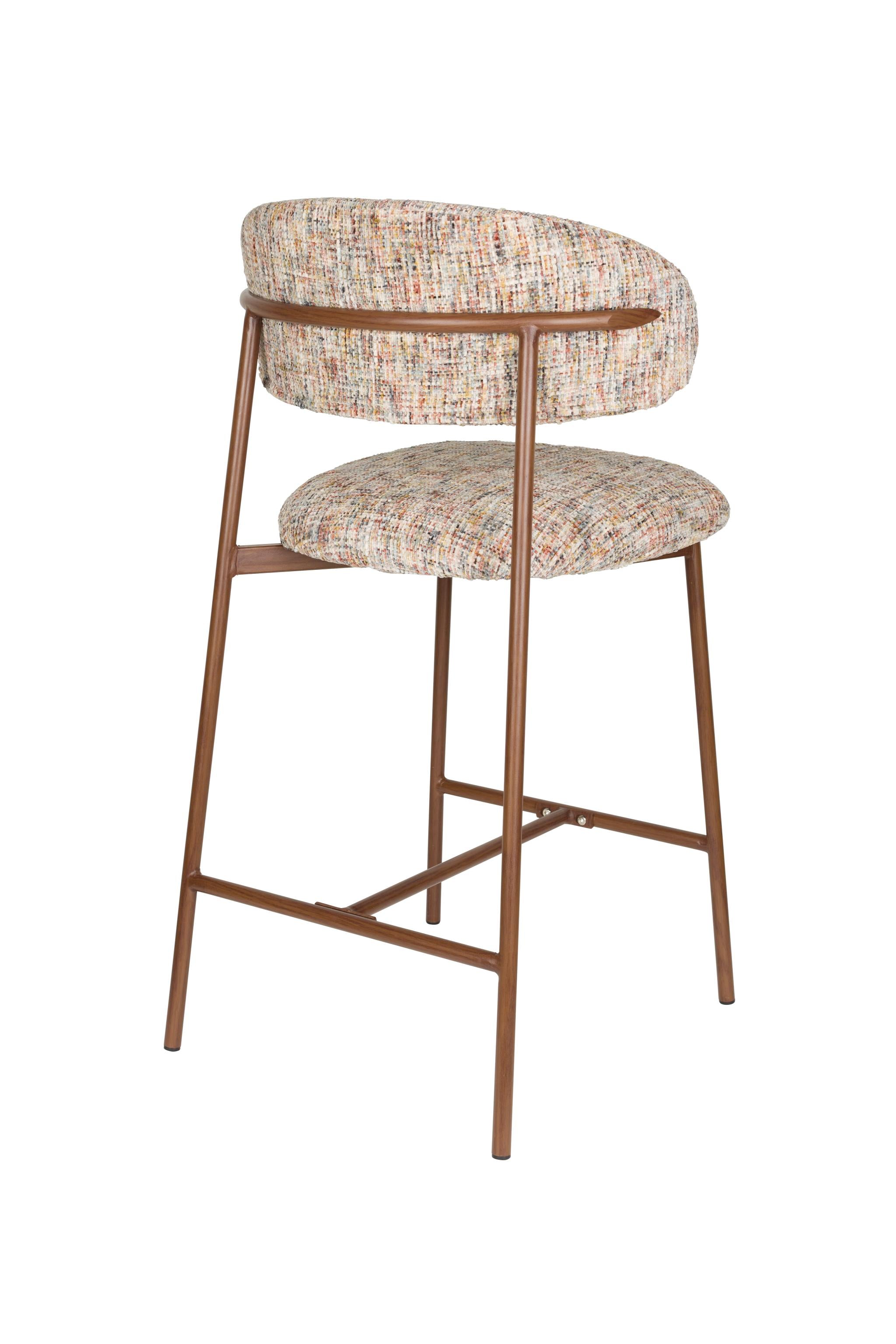 CLAES Bar Stool Beige Melange with Brown Base