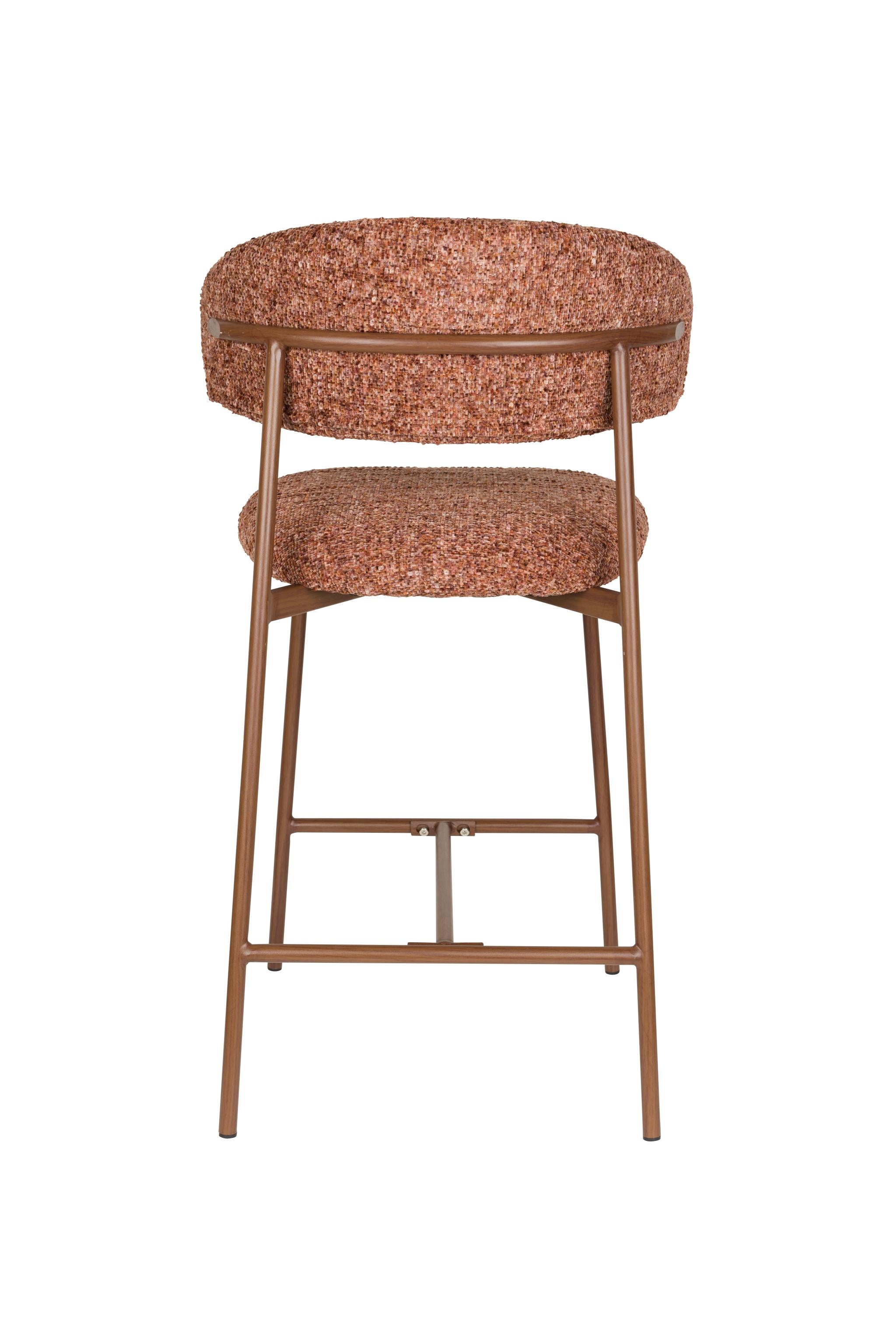 CLAES Bar Stool Terracotta with Brown Base