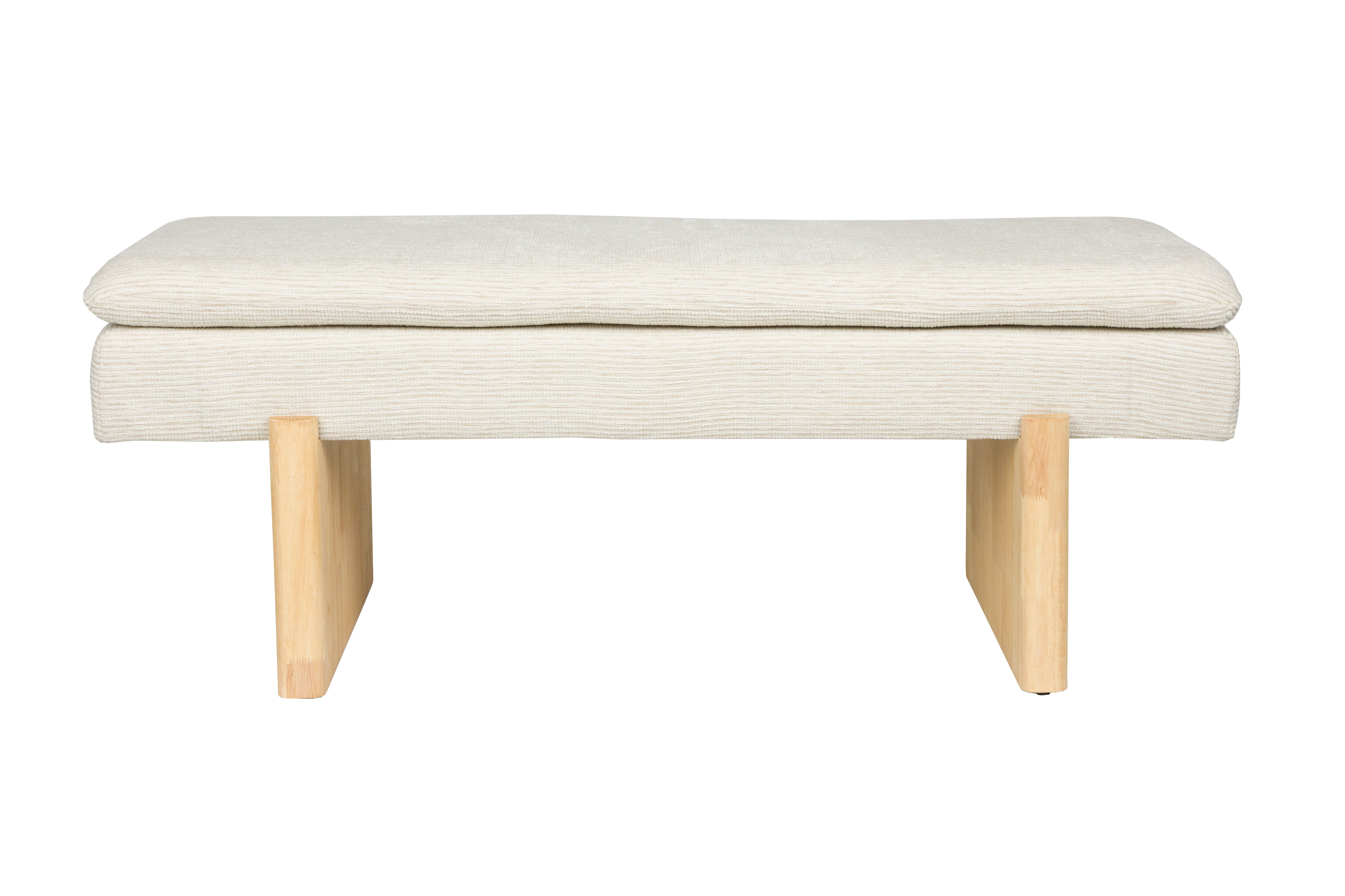 JAPPO Light Gray Bench with Wooden Base