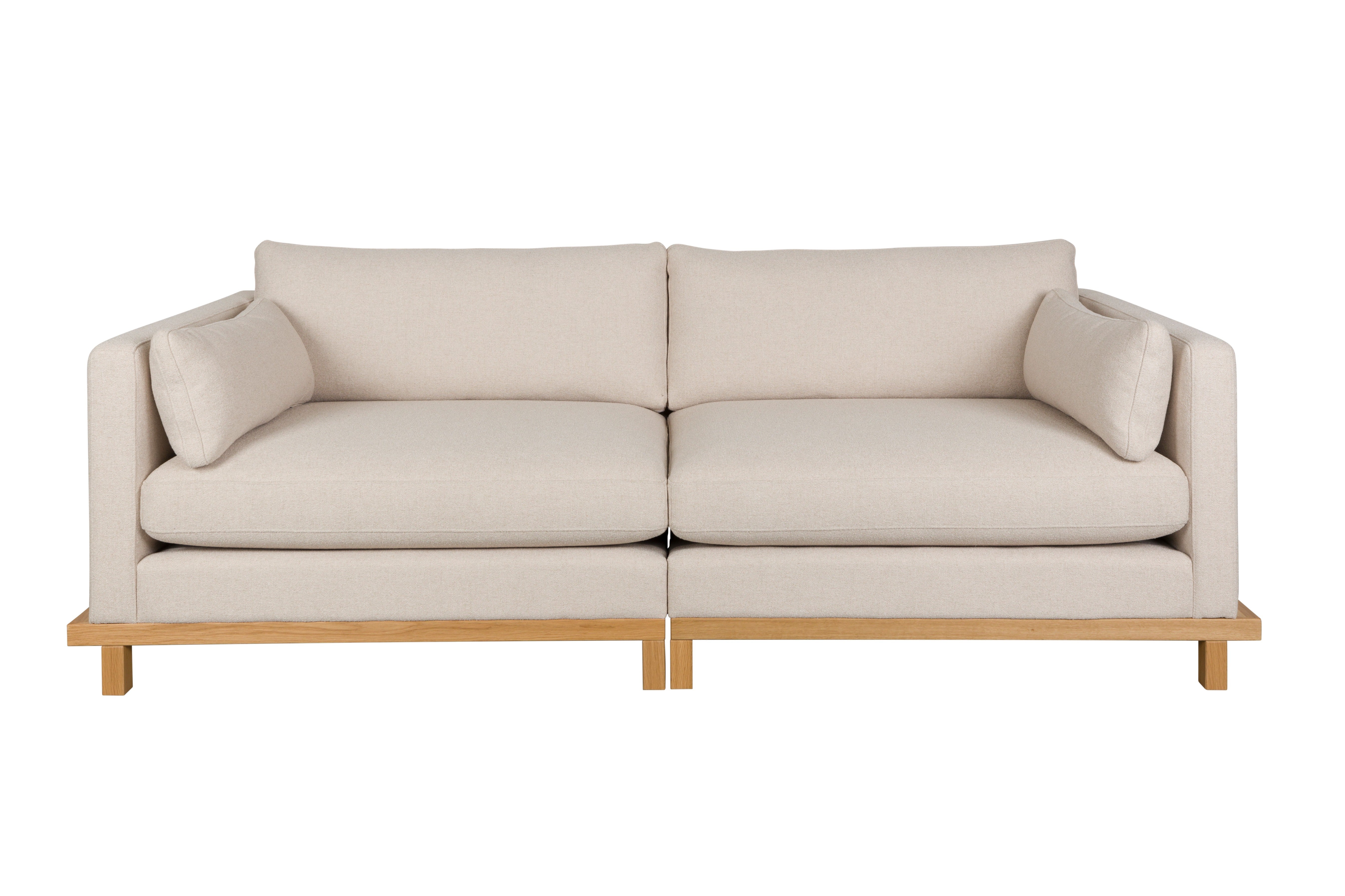 3-seater Sofa BLOSSOM beige with wooden base