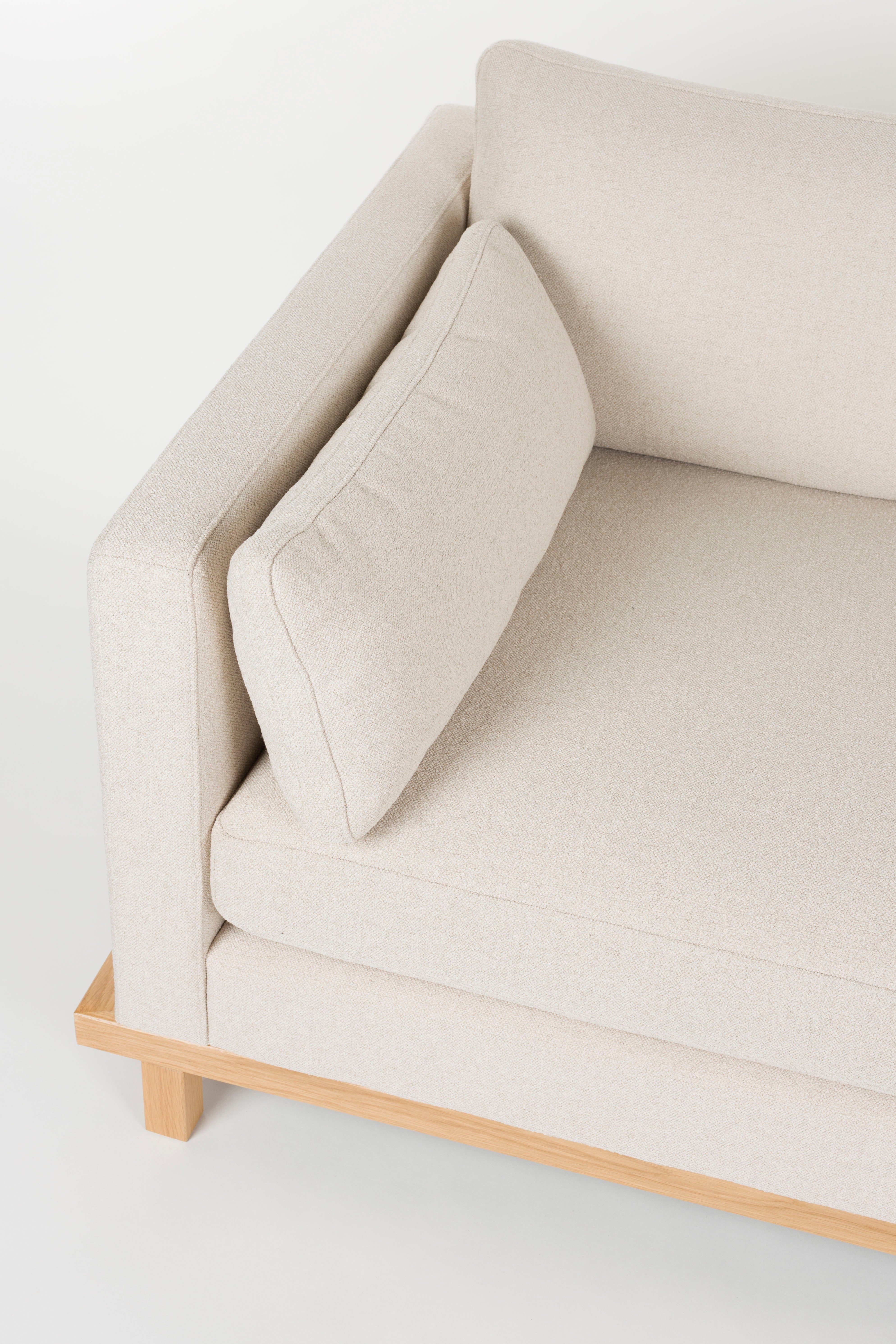 3-seater Sofa BLOSSOM beige with wooden base
