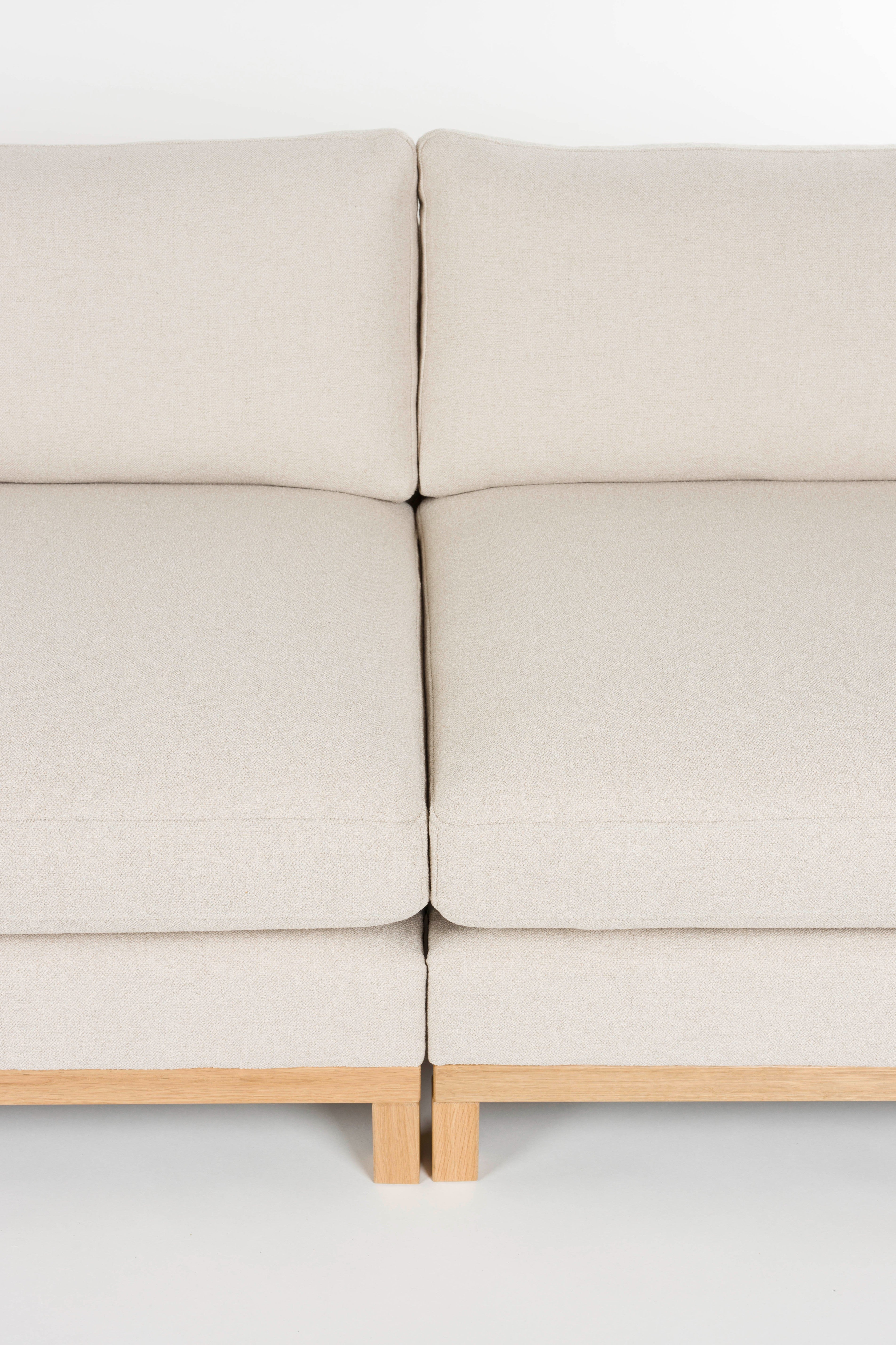 3-seater Sofa BLOSSOM beige with wooden base