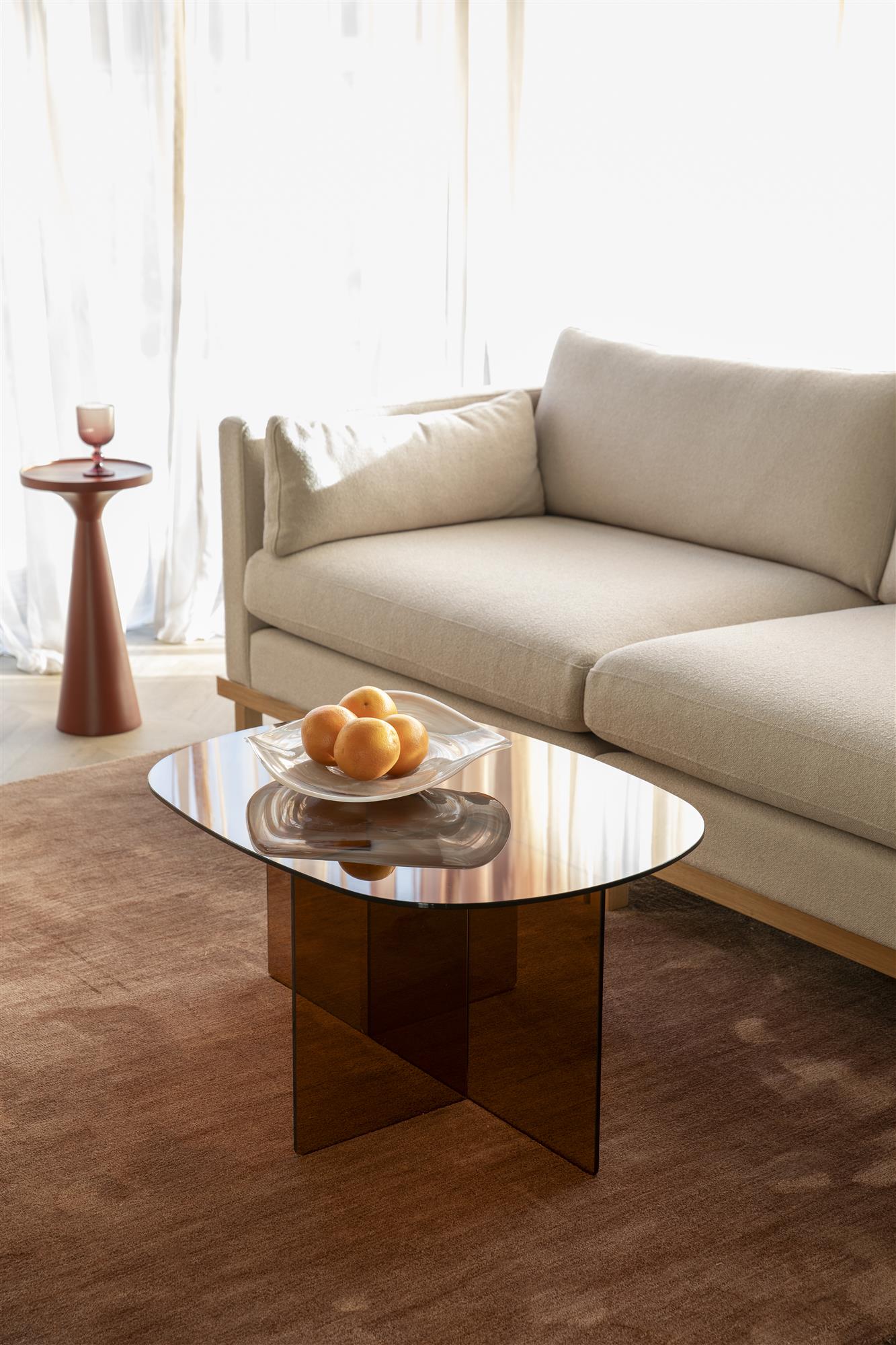 LINEA Coffee Table with Brown Glass