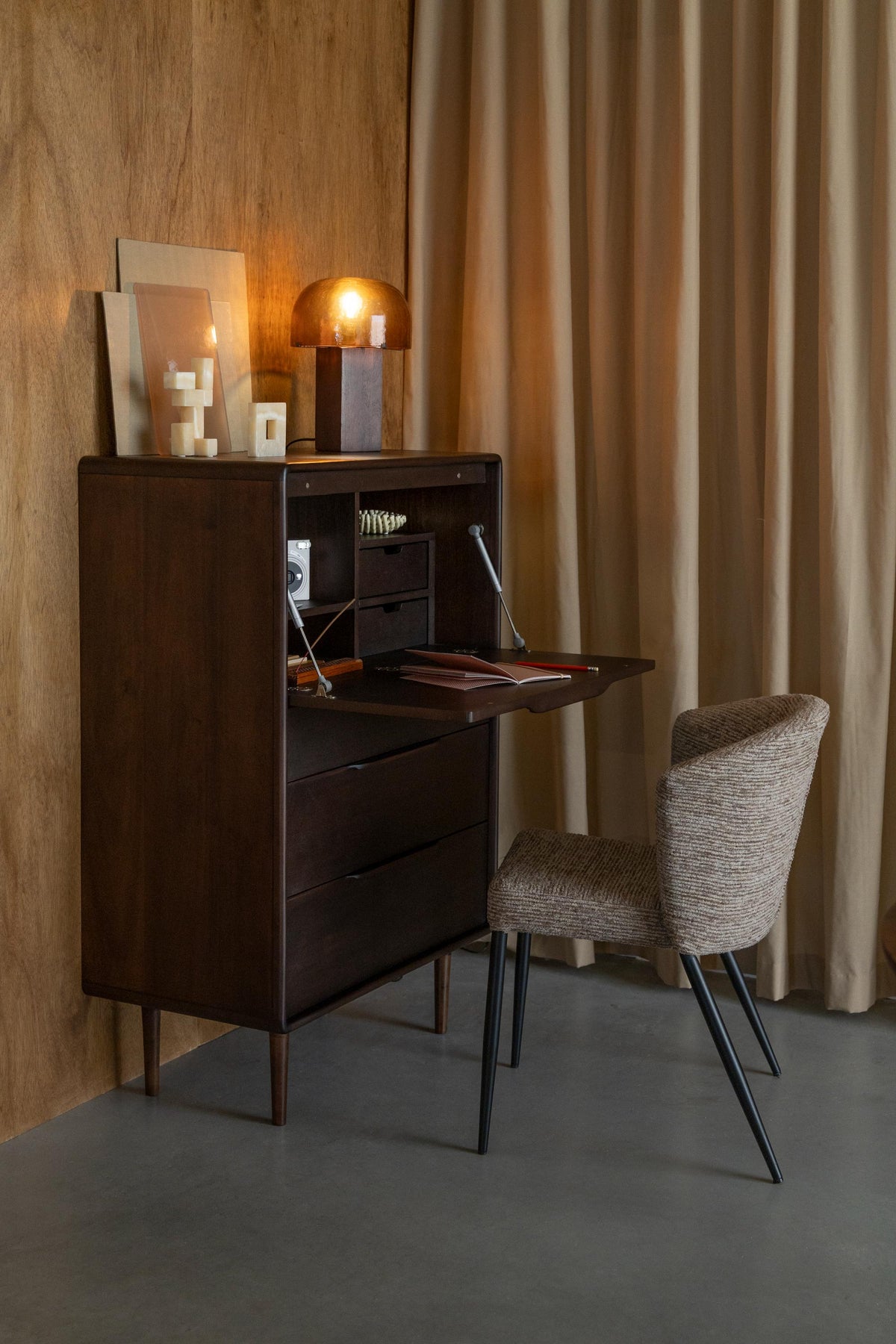 ELROY cabinet dark brown acacia wood