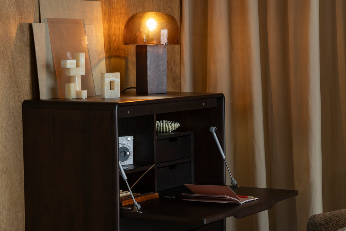 ELROY cabinet dark brown acacia wood