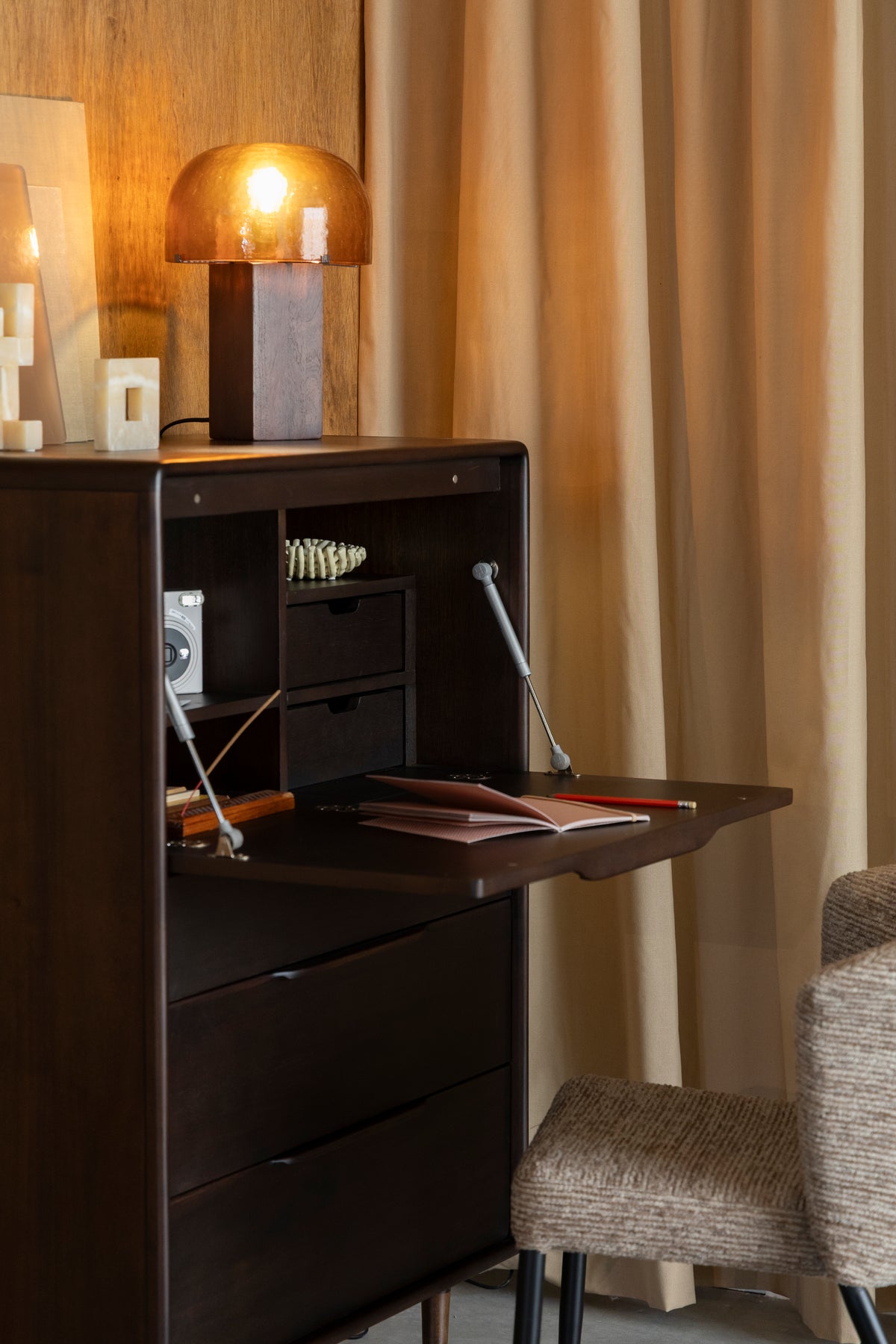 ELROY cabinet dark brown acacia wood