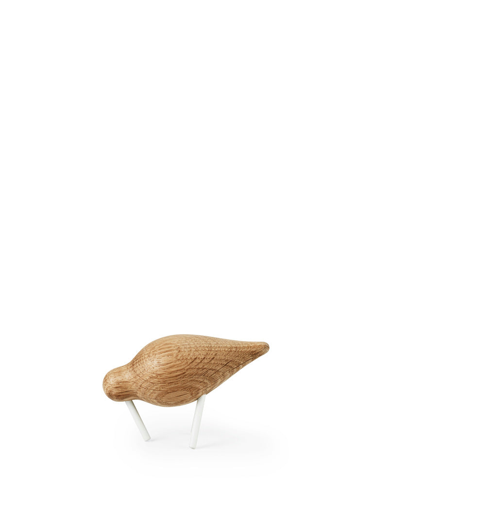 Shorebird oak figurine with white legs